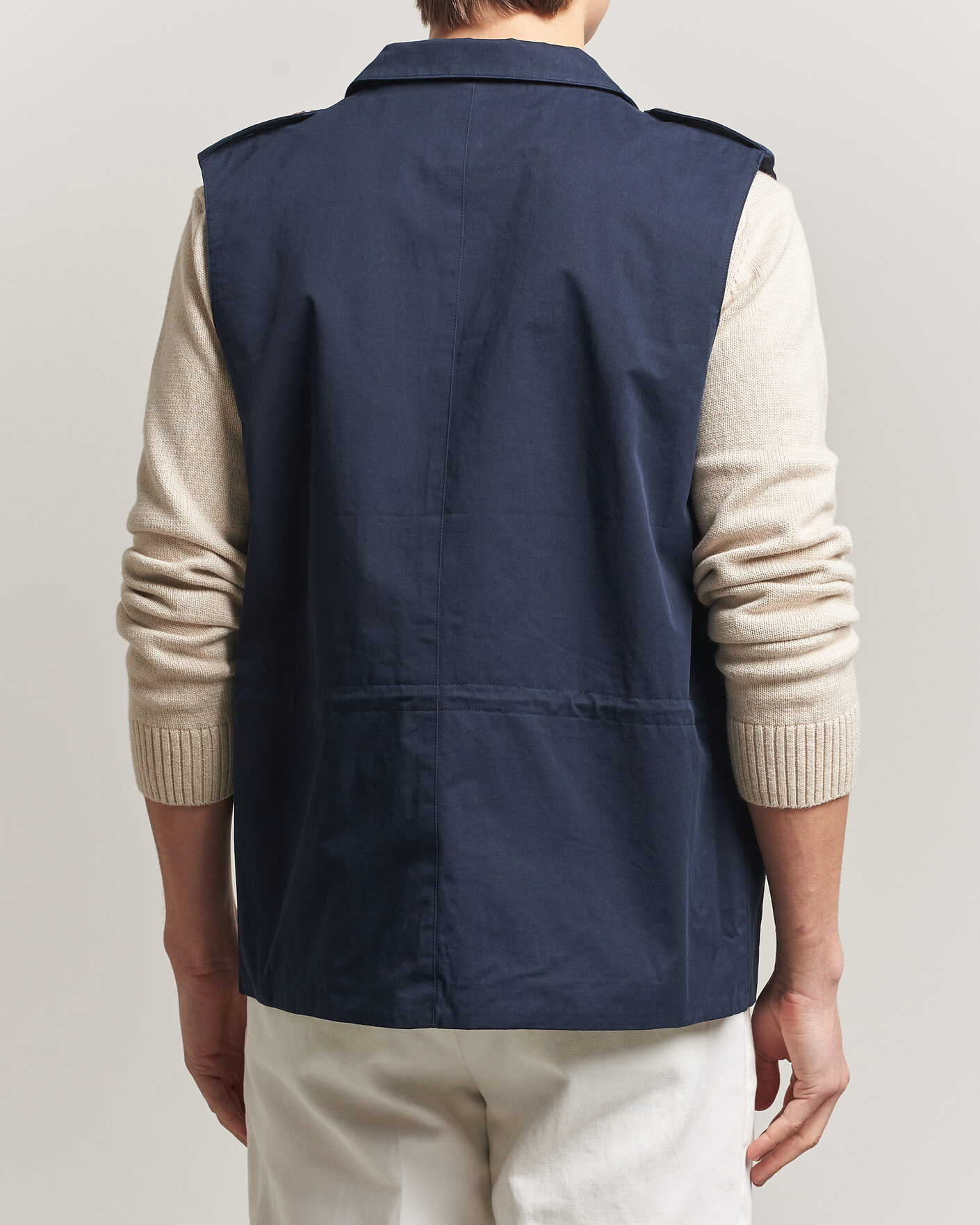 Hombres | Chalecos | Stenströms | Cotton Twill Vest Navy