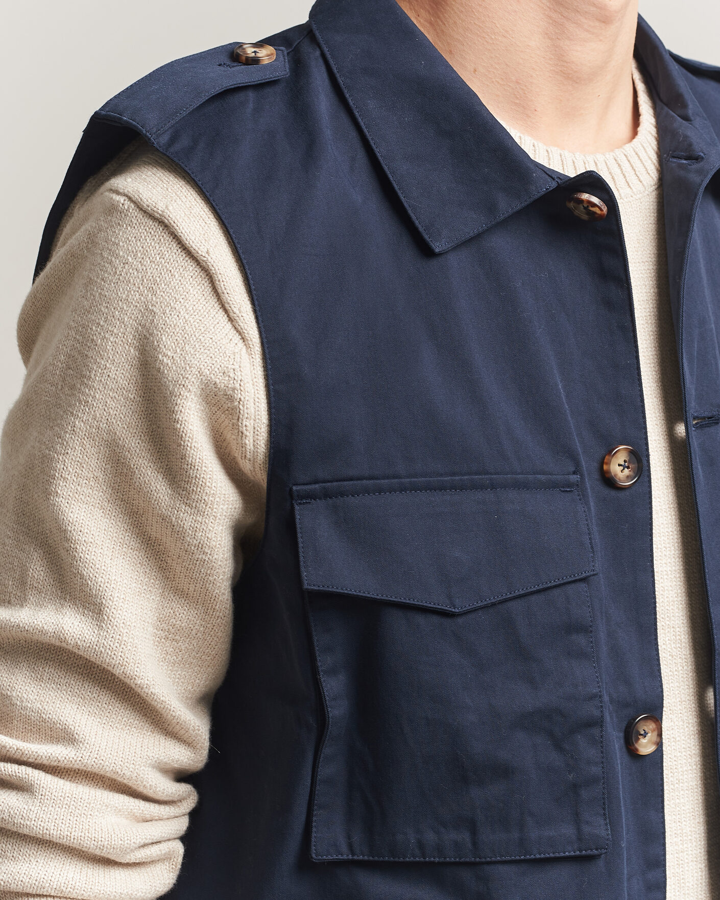 Hombres | Chalecos | Stenströms | Cotton  Twill Vest Navy