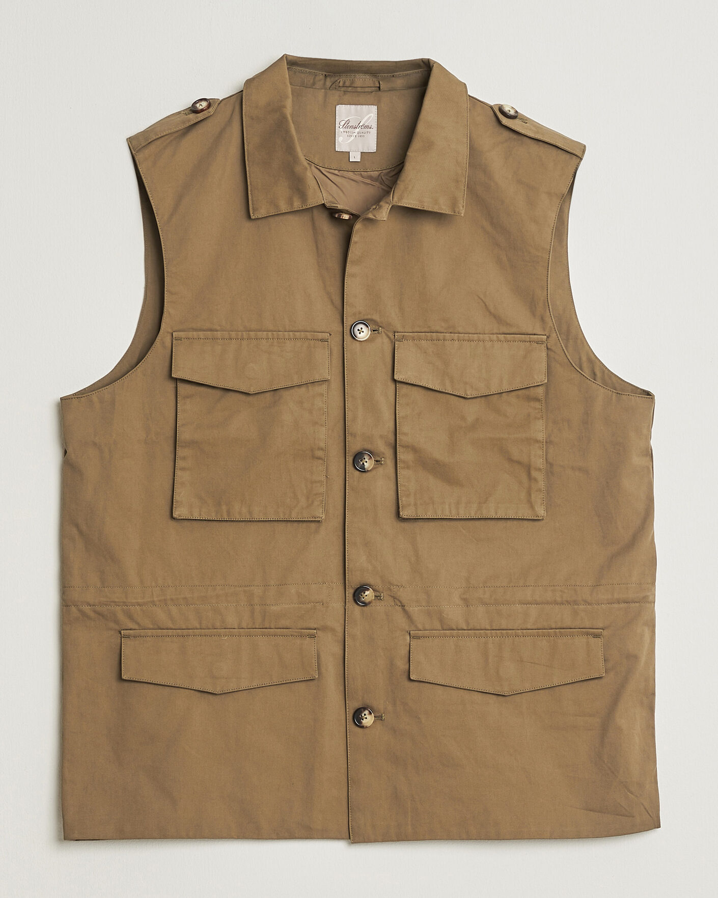 Hombres | Chalecos | Stenströms | Cotton  Twill Vest Olive