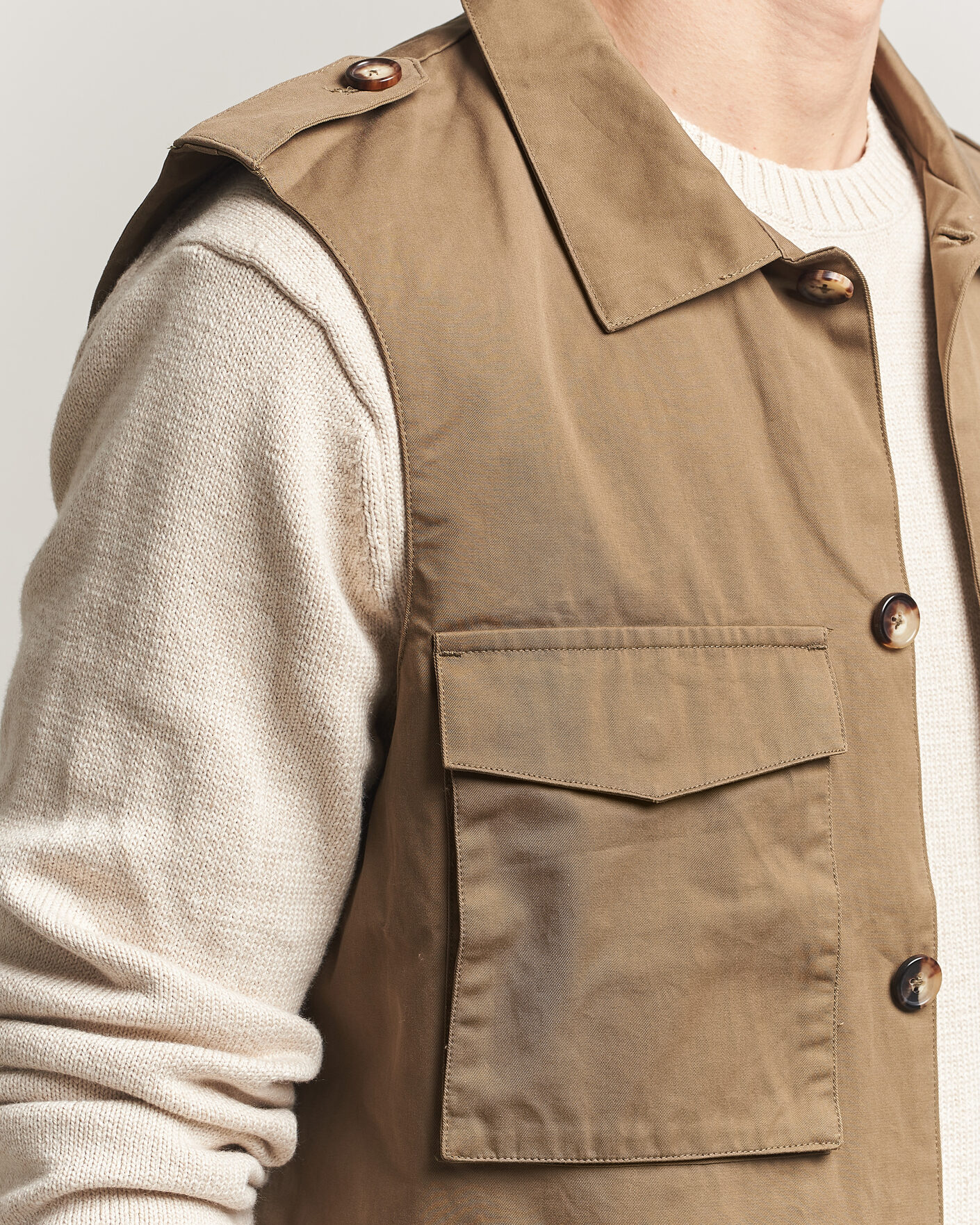 Hombres | Chalecos | Stenströms | Cotton Twill Vest Olive