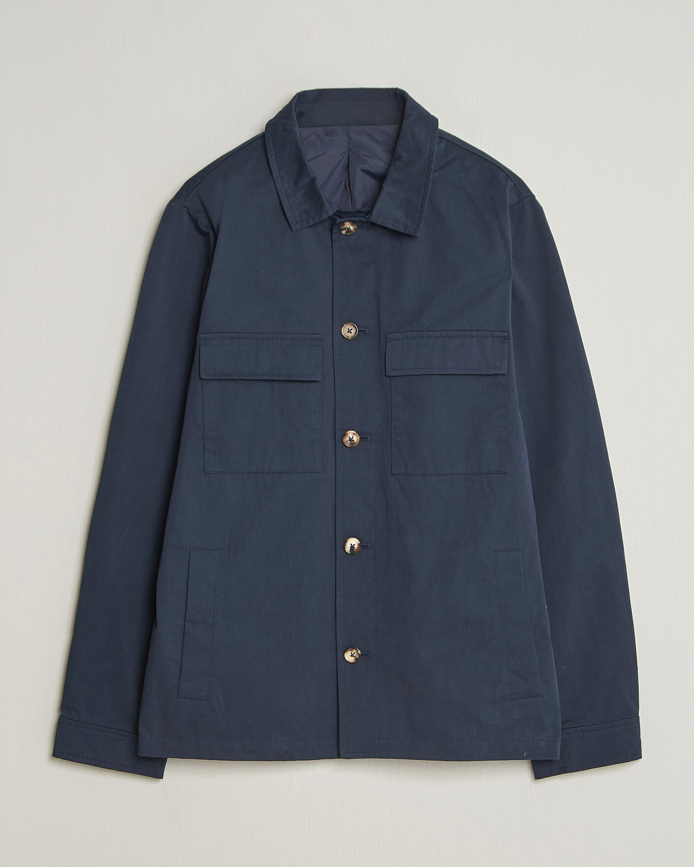 Hombres | Abrigos y chaquetas | Stenströms | Cotton Twill Overshirt Navy