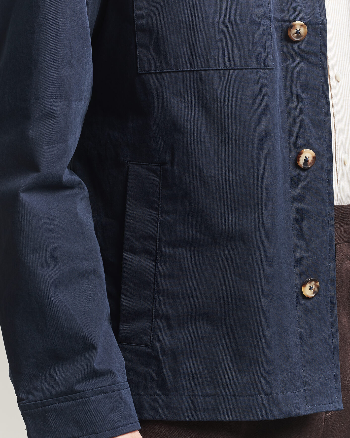 Hombres | Abrigos y chaquetas | Stenströms | Cotton Twill Overshirt Navy