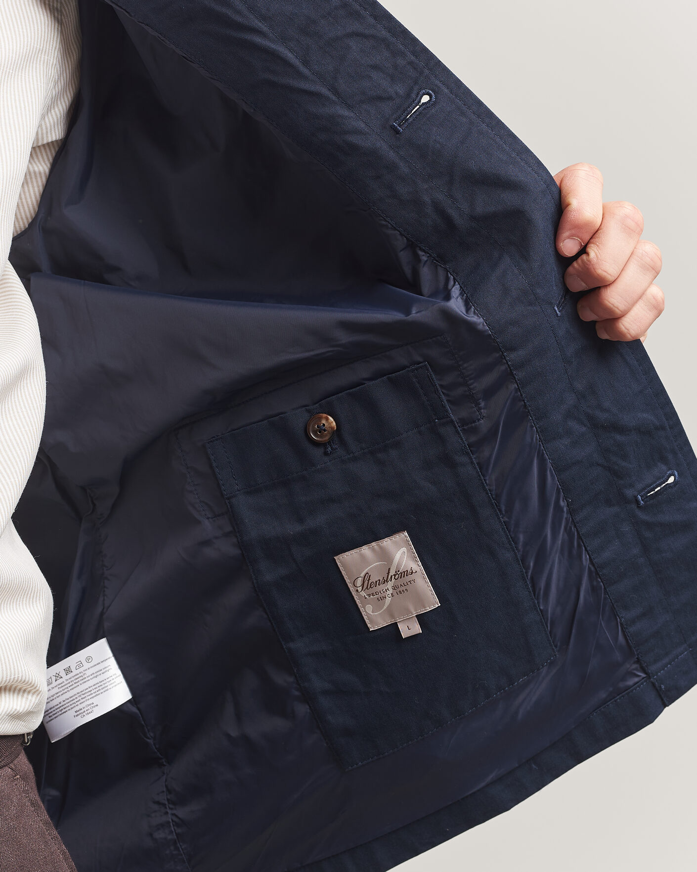 Hombres | Abrigos y chaquetas | Stenströms | Cotton Twill Overshirt Navy