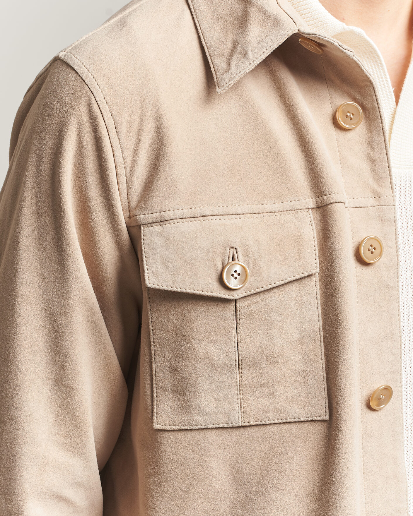 Hombres | Abrigos y chaquetas | Stenströms | Suede Pocket Overshirt Beige