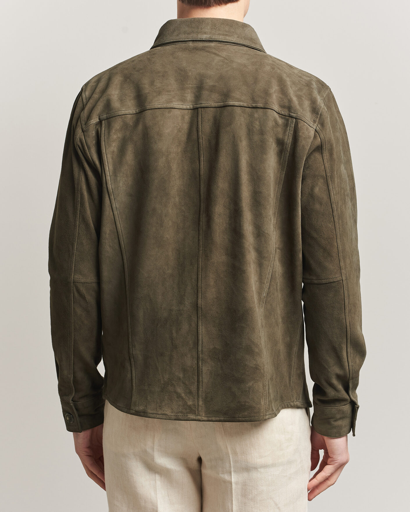 Hombres | Abrigos y chaquetas | Stenströms | Suede Pocket Overshirt Olive