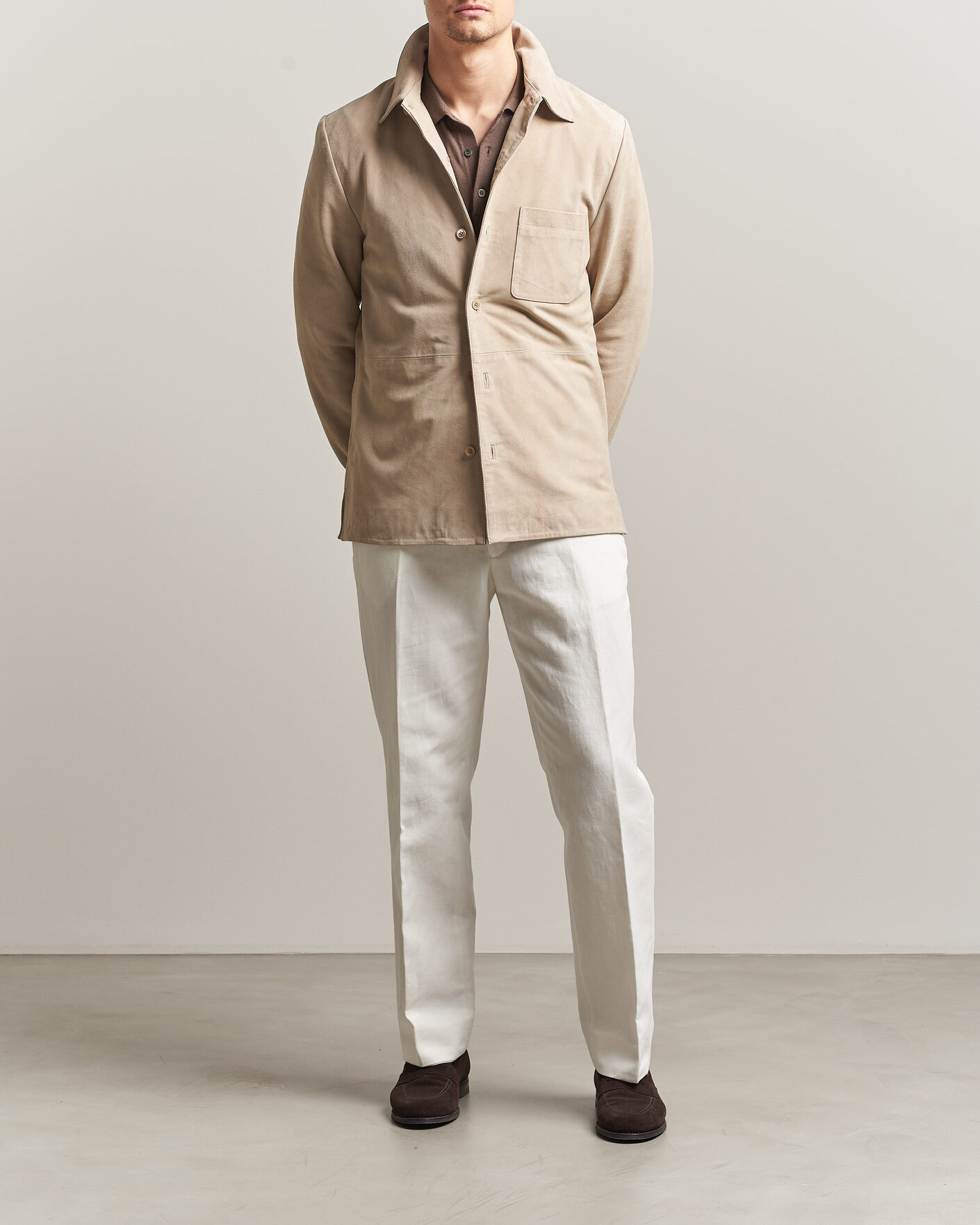 Hombres | Abrigos y chaquetas | Stenströms | Suede Overshirt Beige
