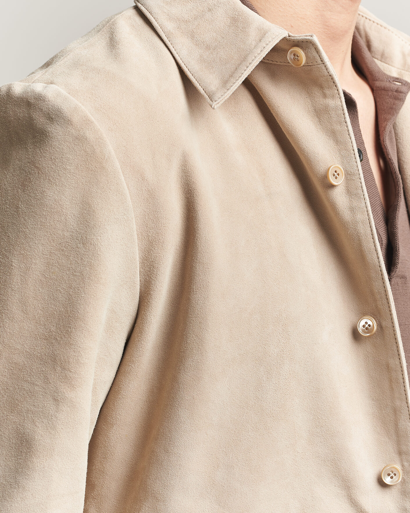 Hombres | Abrigos y chaquetas | Stenströms | Suede Overshirt Beige