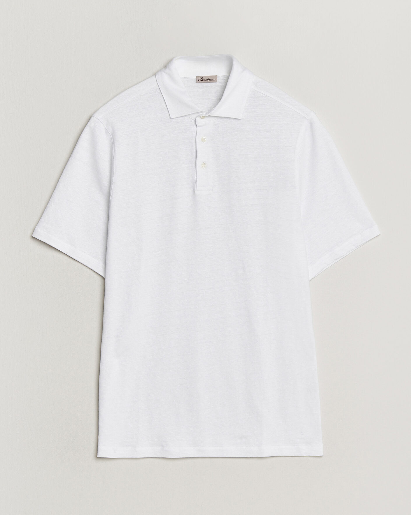 Hombres | Polos | Stenströms | Linen Polo Shirt White