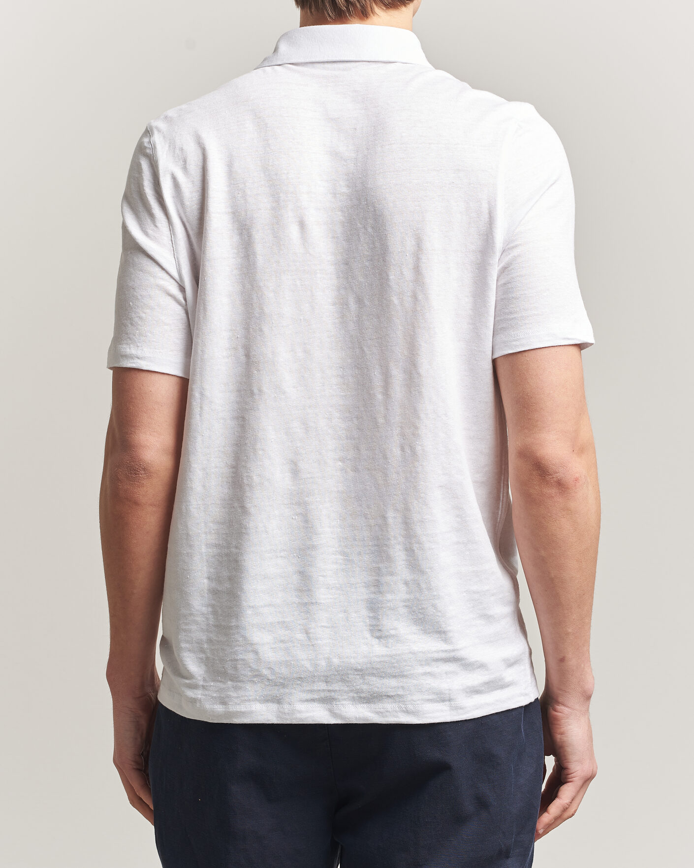 Hombres | Polos | Stenströms | Linen Polo Shirt White