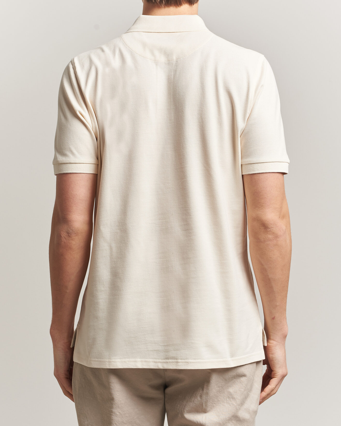 Hombres | Polos | Stenströms | Organic Cotton Piquet Polo Shirt Beige