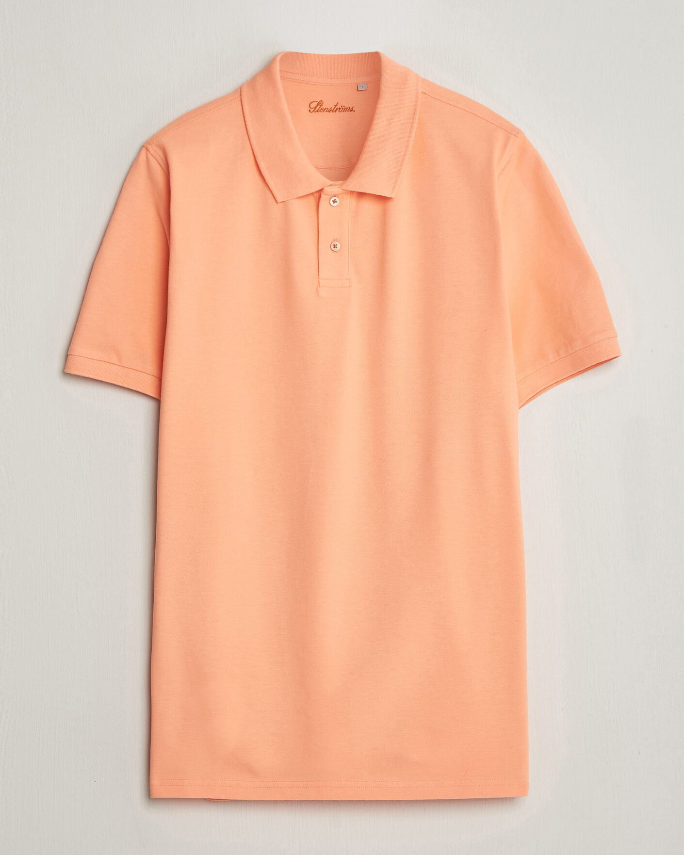Hombres | Polos | Stenströms | Organic Cotton Piquet Polo Shirt Mandarin