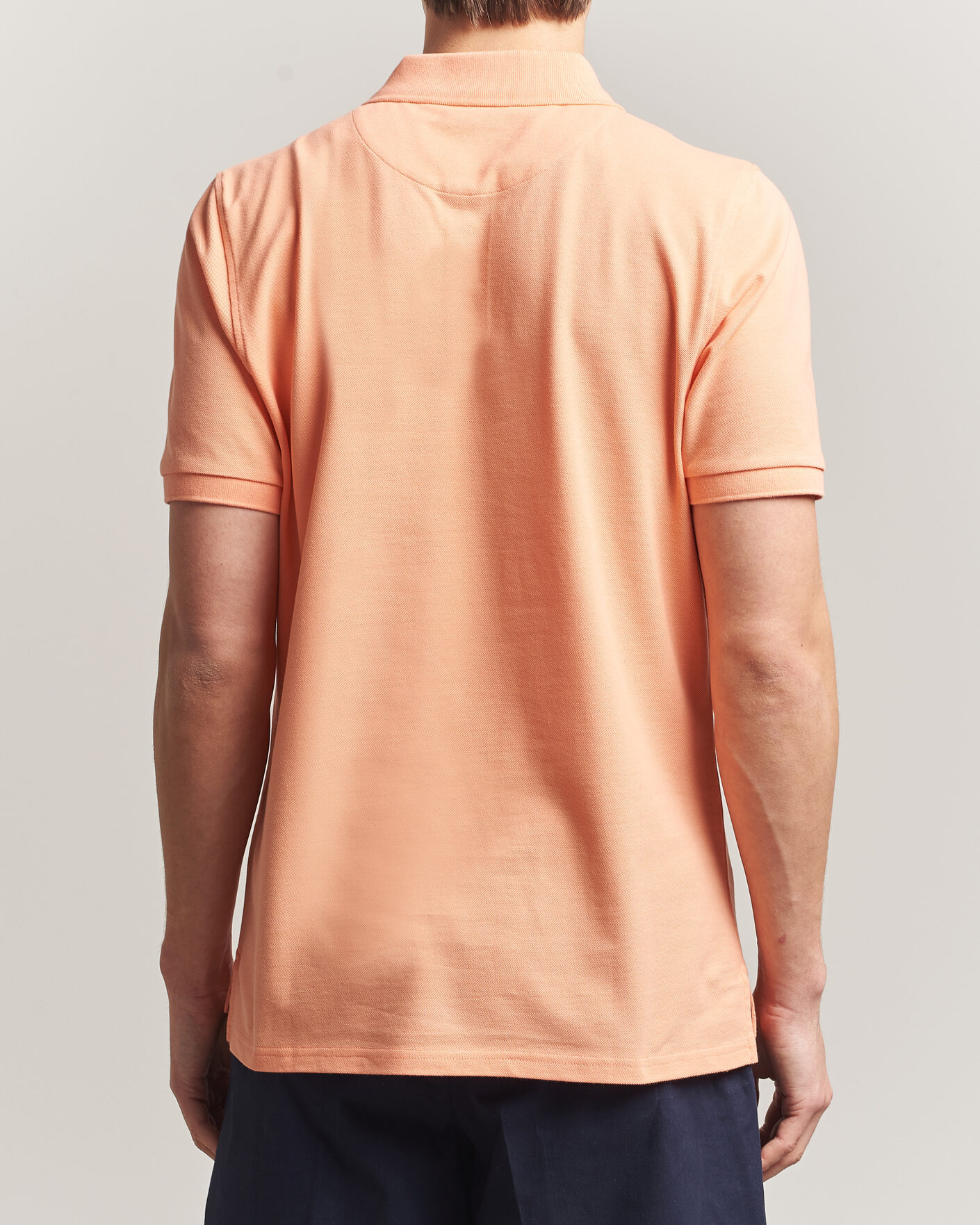 Hombres | Polos | Stenströms | Organic Cotton Piquet Polo Shirt Mandarin