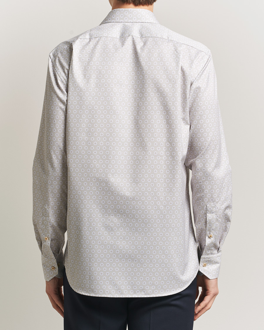 Hombres | Camisas | Stenströms | Regular Fit Printed Cotton Twill Shirt Light Brown