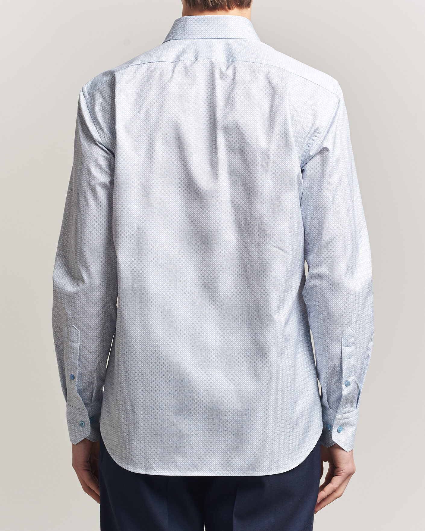Hombres | Camisas | Stenströms | Regular Fit Micro Printed Twill Shirt Light Blue