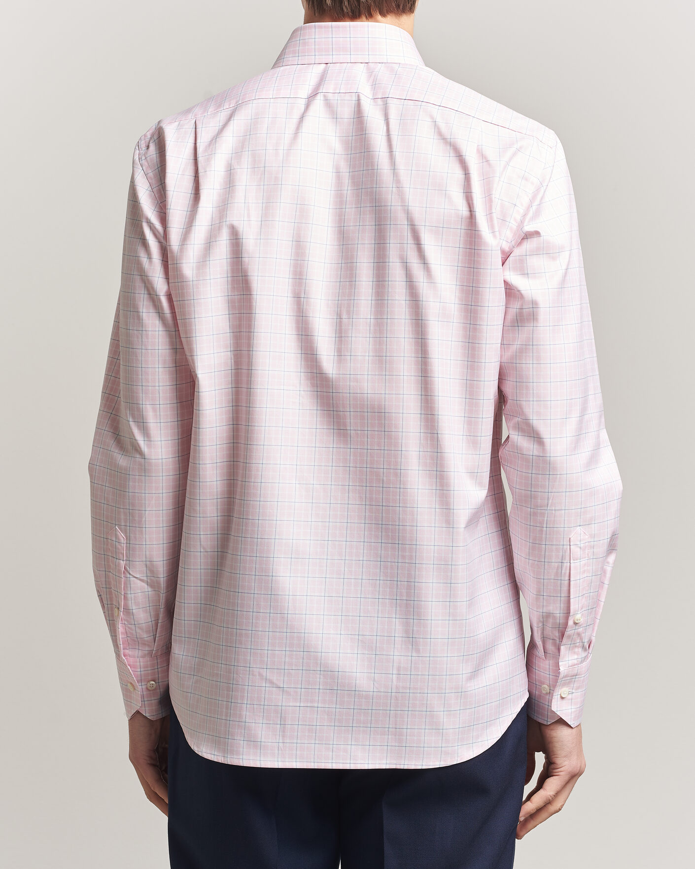 Hombres | Camisas | Stenströms | Regular Fit Over Check Cotton Shirt Pink