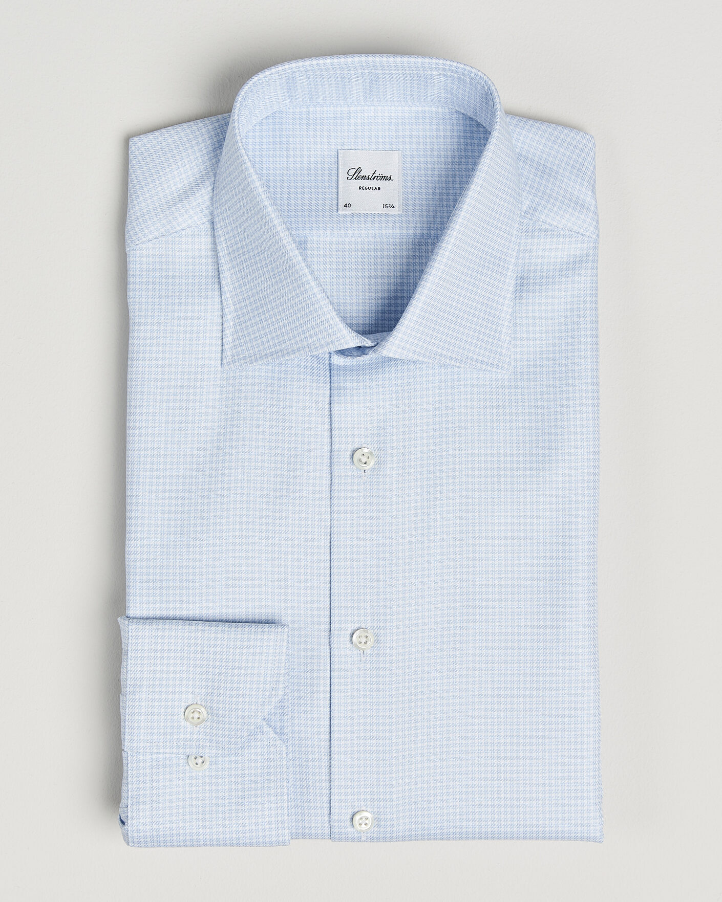 Hombres | Camisas | Stenströms | Regular Fit Micro Structure Shirt Light Blue