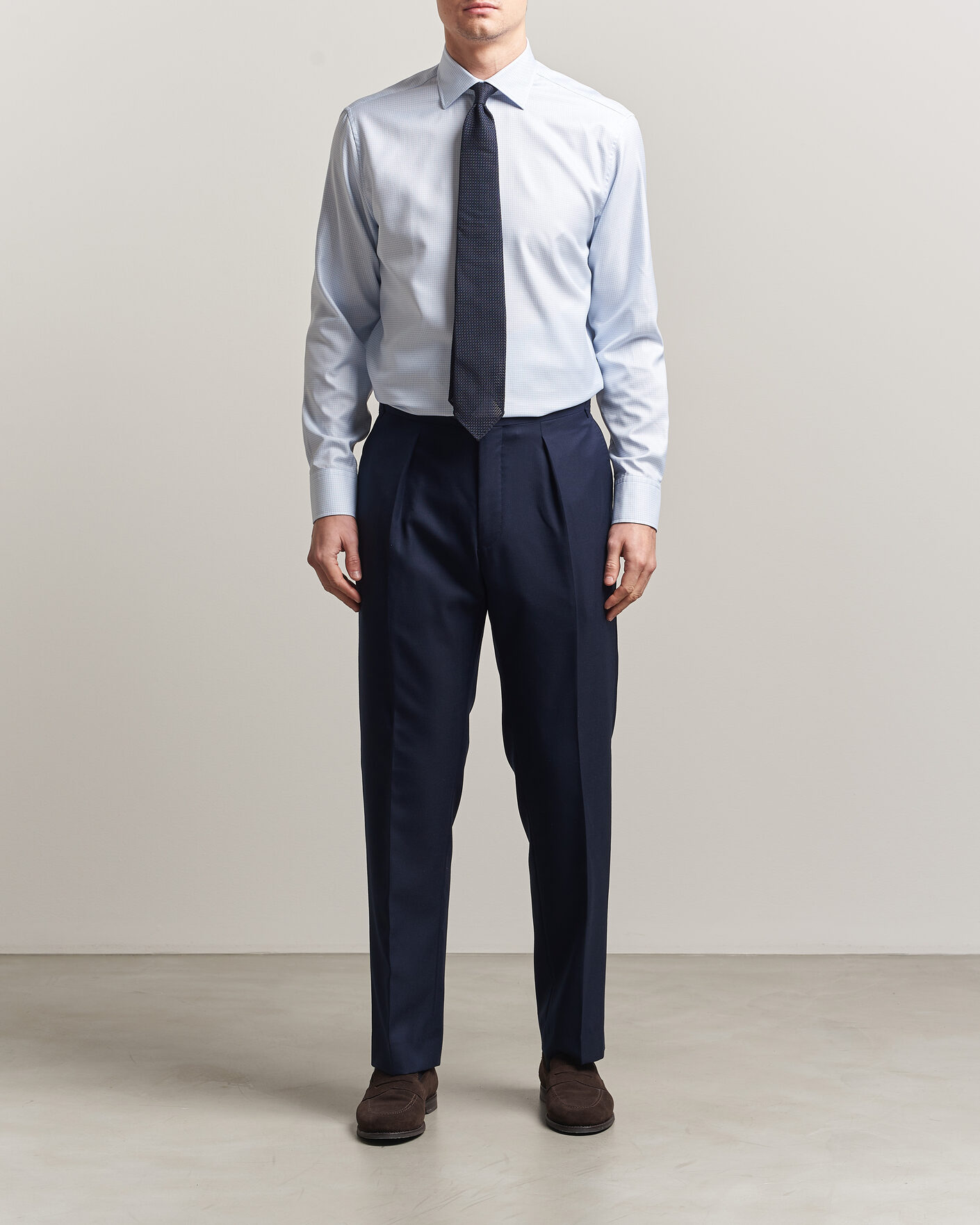 Hombres | Camisas | Stenströms | Regular Fit Micro Structure Shirt Light Blue