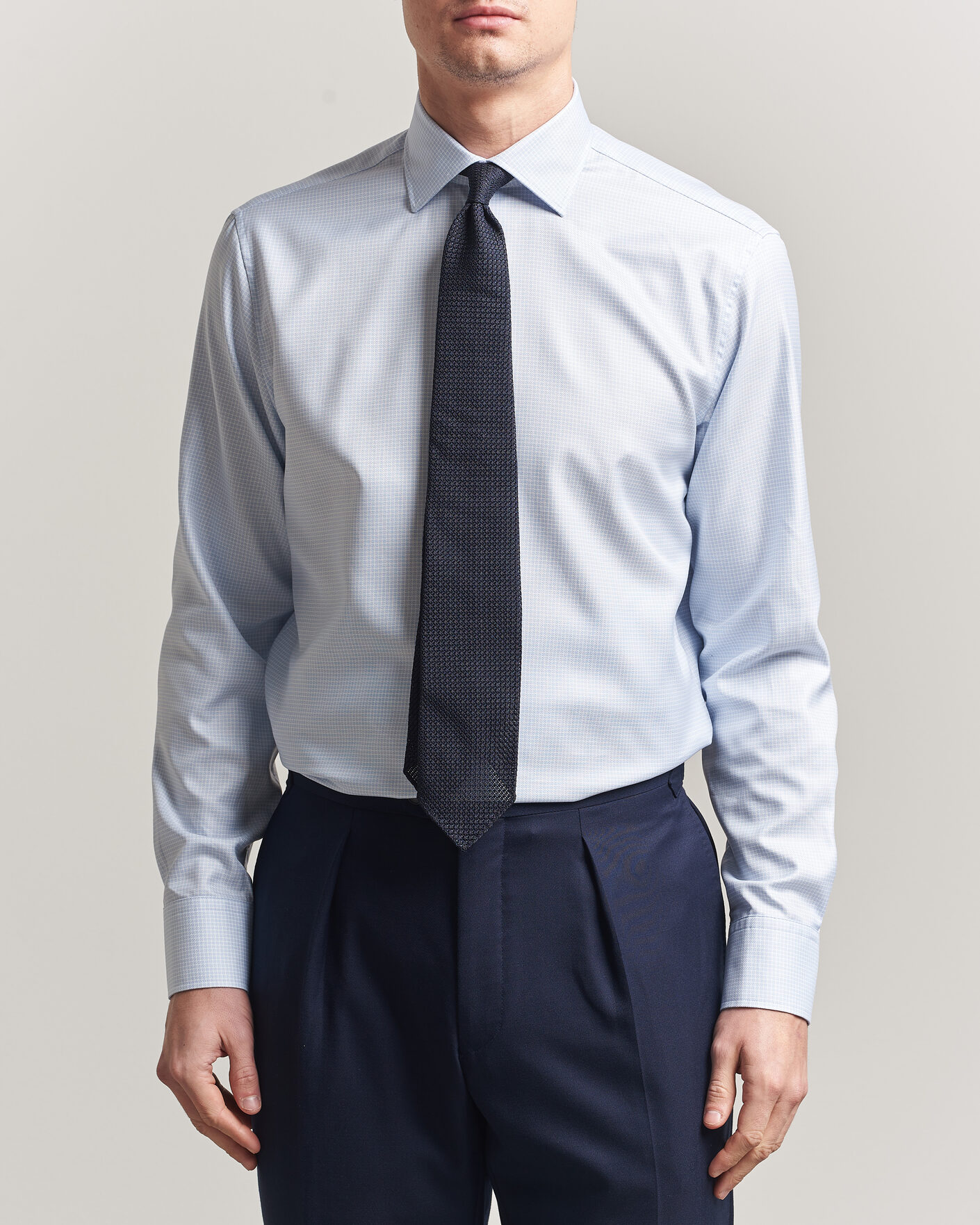 Hombres | Camisas | Stenströms | Regular Fit Micro Structure Shirt Light Blue