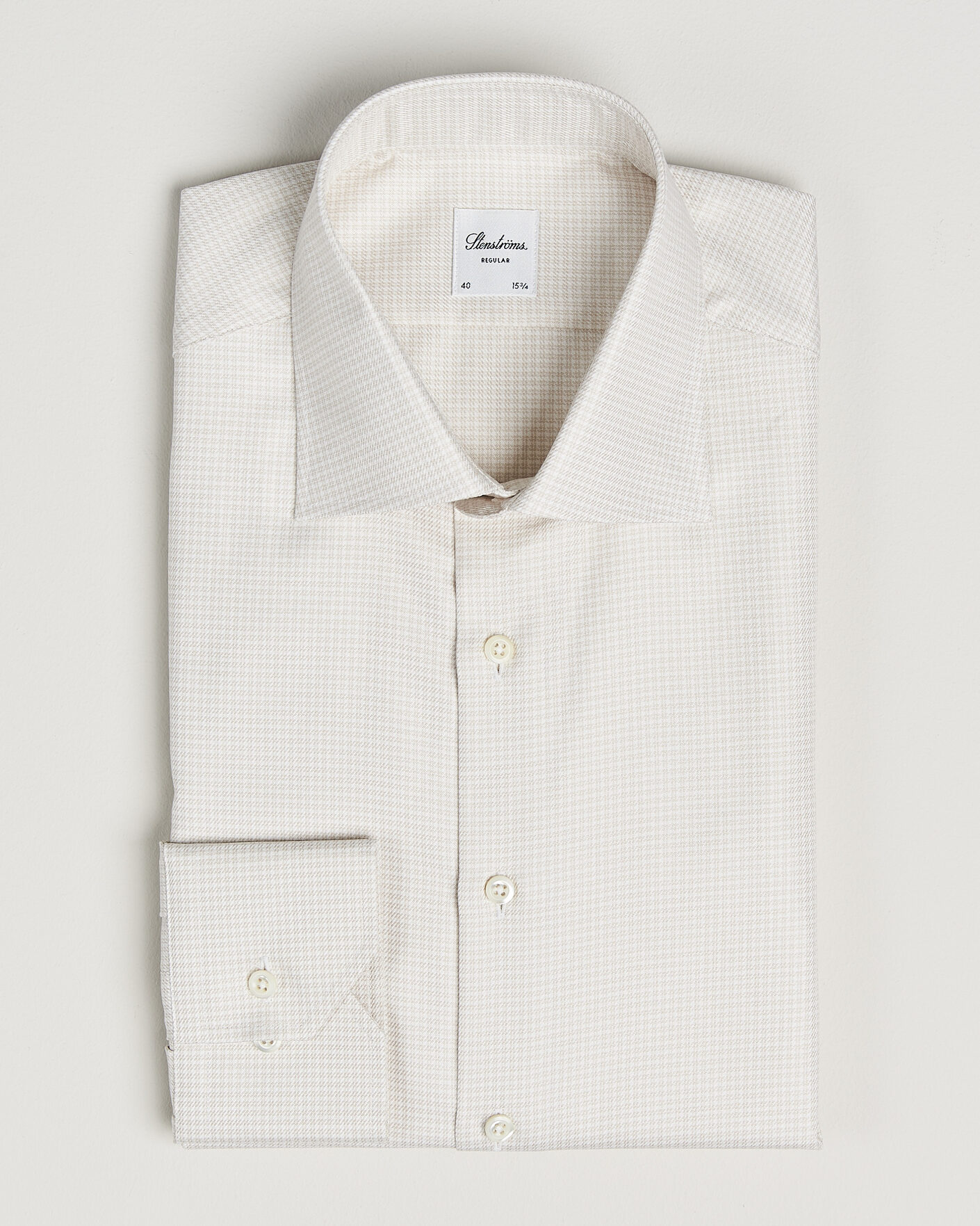 Hombres | Camisas | Stenströms | Regular Fit Micro Structure Shirt Beige