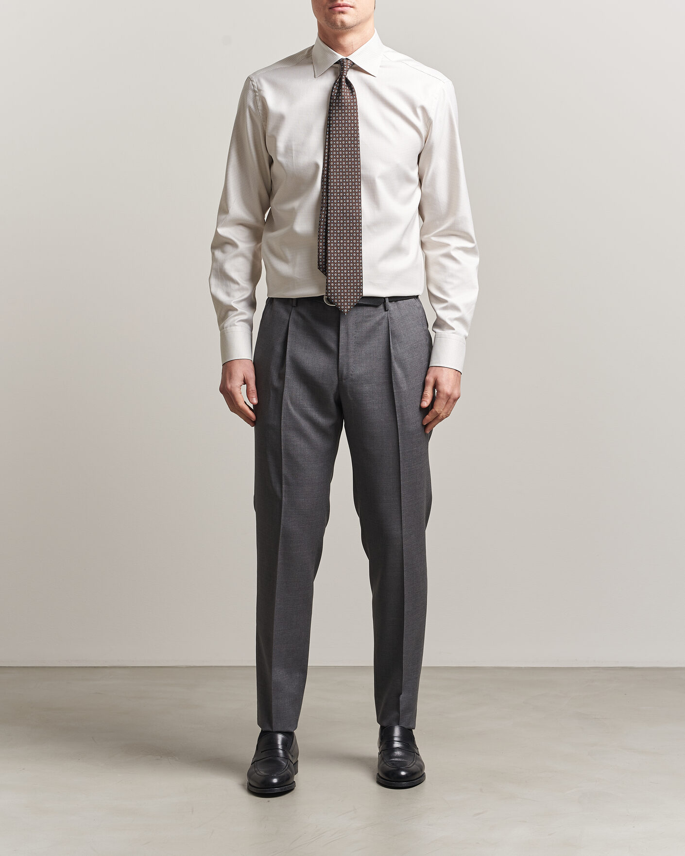 Hombres | Camisas | Stenströms | Regular Fit Micro Structure Shirt Beige