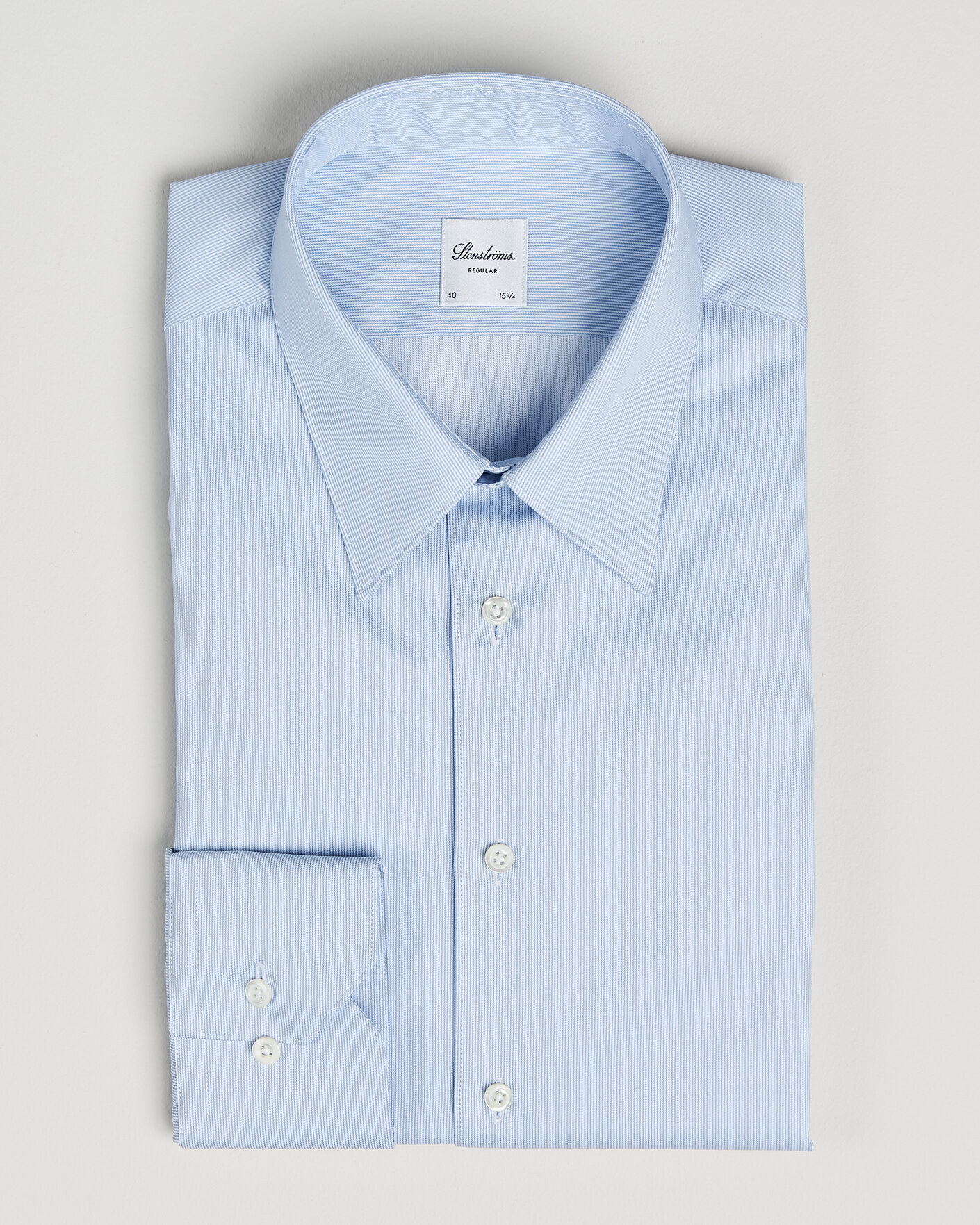 Hombres | Camisas | Stenströms | Regular Fit Thin Stripe Pointed Collar Shirt Blue