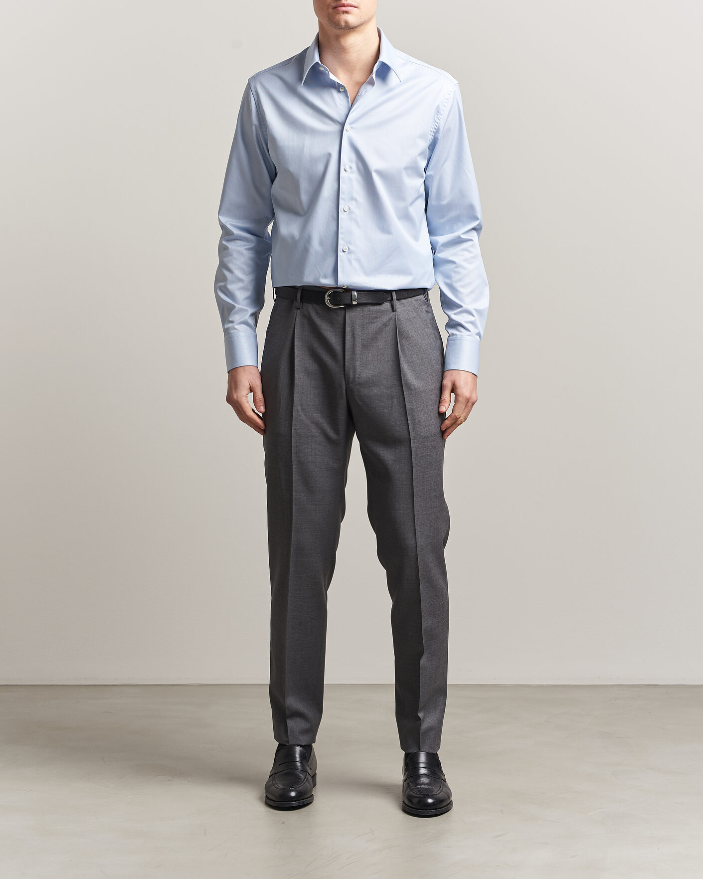 Hombres | Camisas | Stenströms | Regular Fit Thin Stripe Pointed Collar Shirt Blue