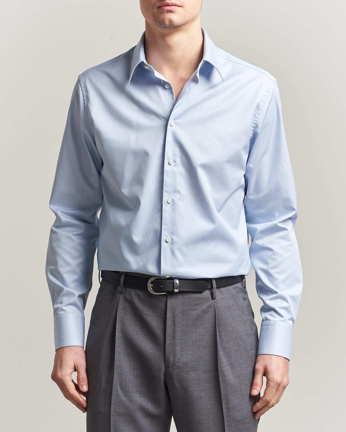Hombres | Camisas | Stenströms | Regular Fit Thin Stripe Pointed Collar Shirt Blue