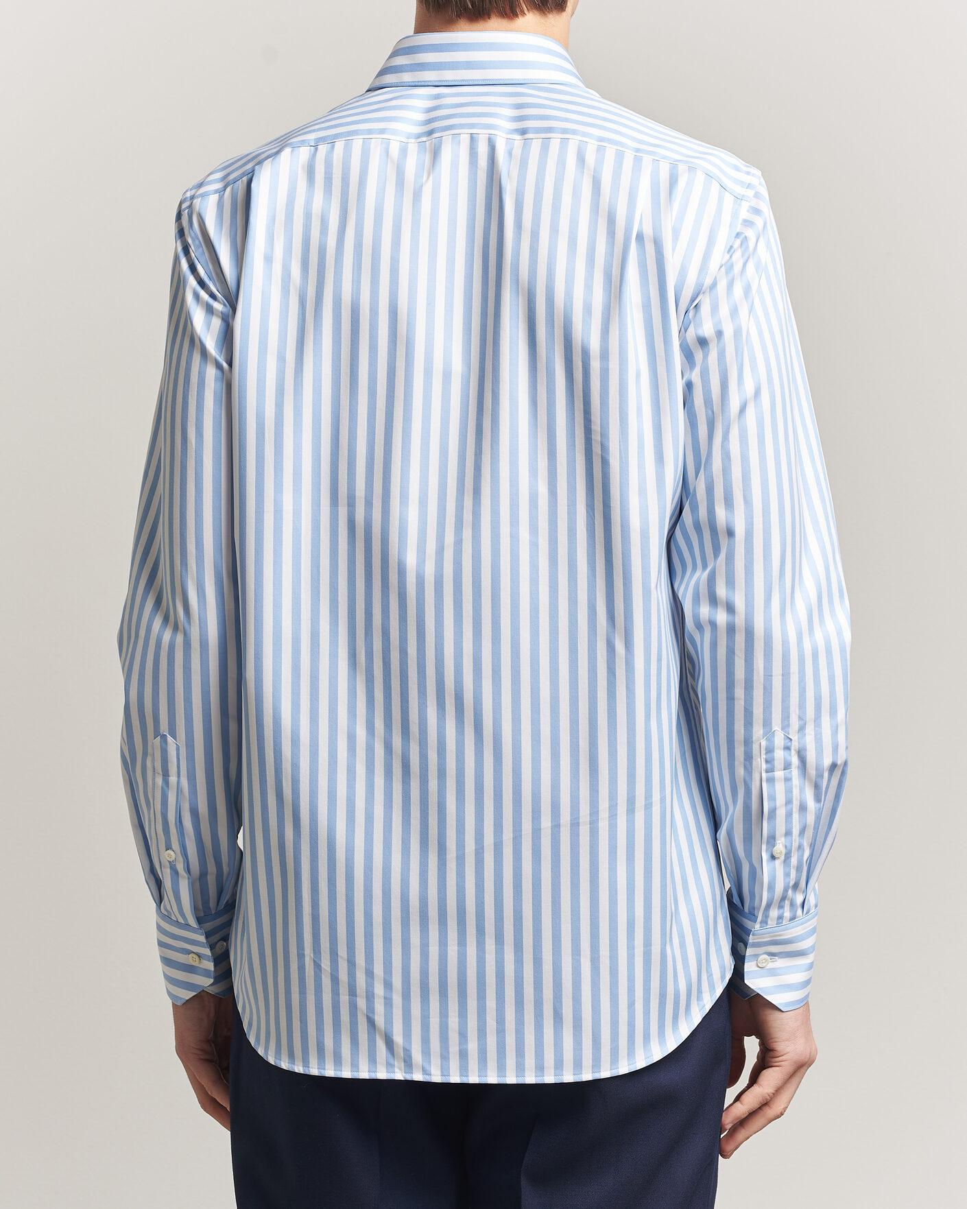 Hombres | Camisas | Stenströms | Regular Fit Striped Pointed Collar Shirt Blue