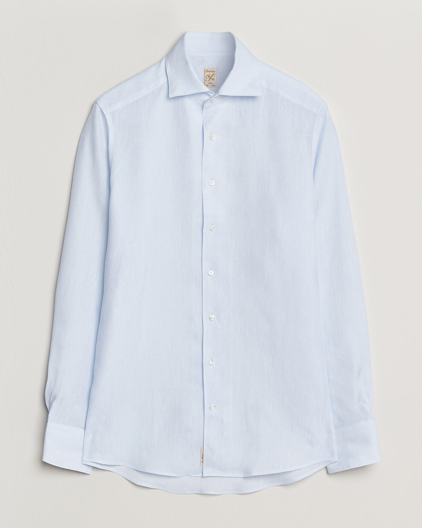 Hombres | Camisas | Stenströms | 1899 Linen One Piece Collar Shirt Light Blue