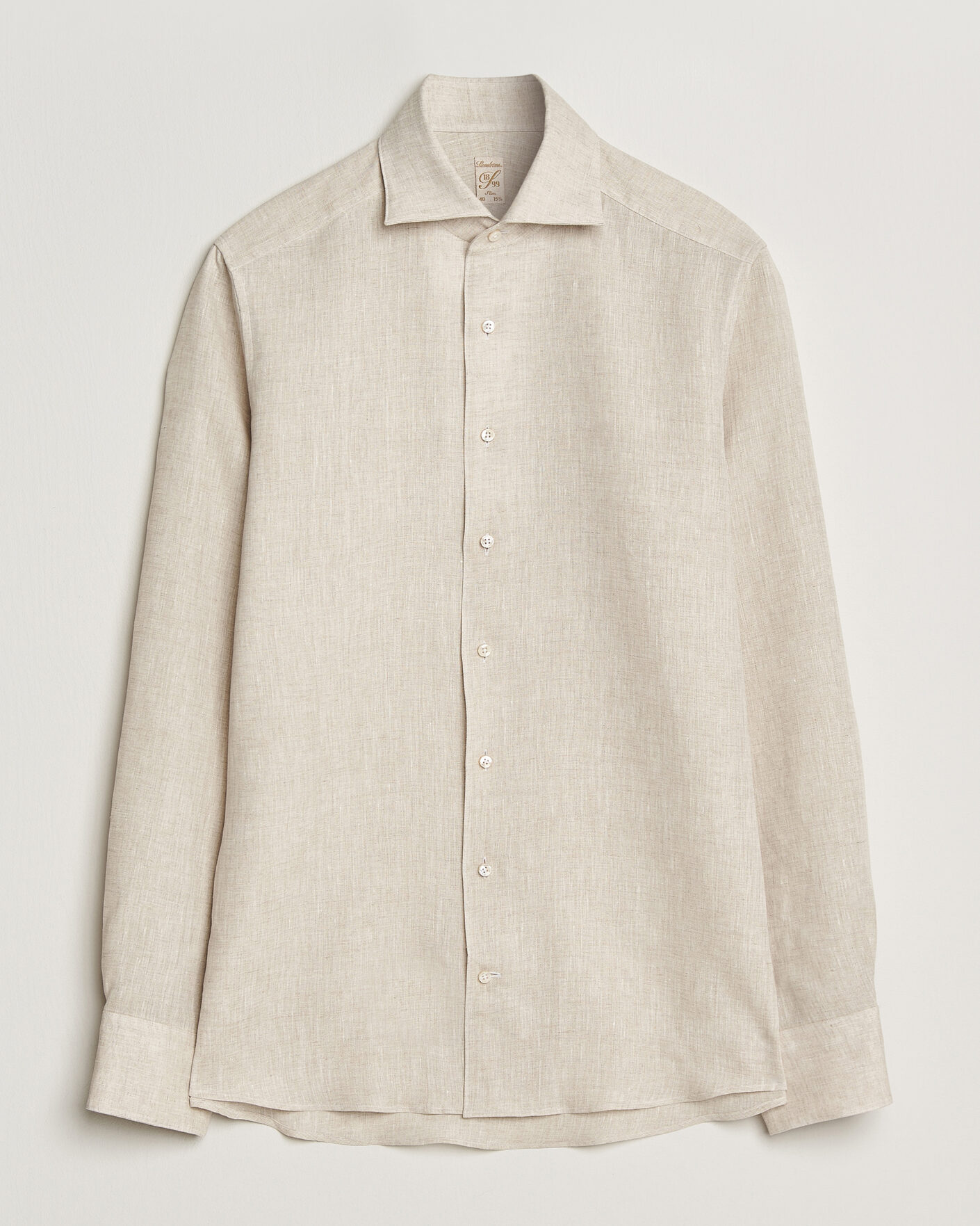 Hombres | Camisas | Stenströms | 1899 Linen One Piece Collar Shirt Beige