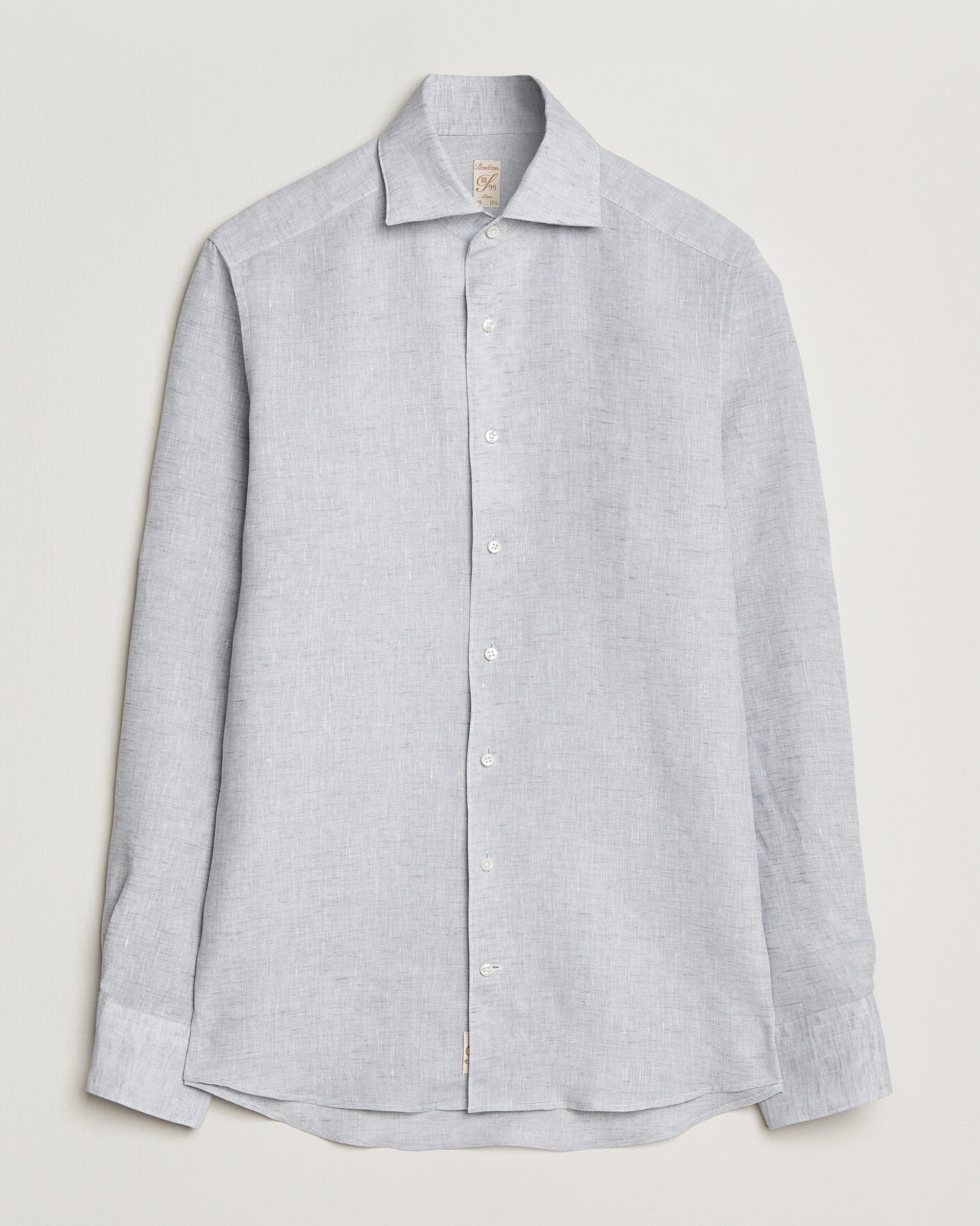 Hombres | Camisas | Stenströms | 1899 Linen One Piece Collar Shirt Grey