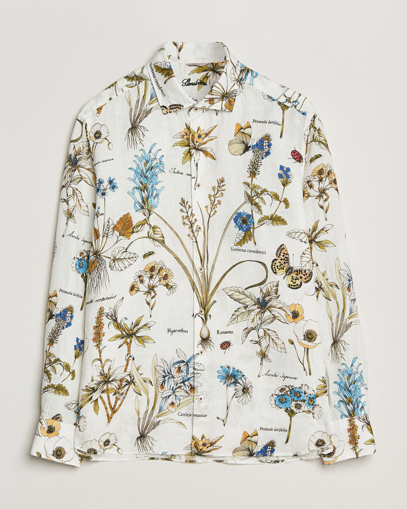 Hombres | Camisas | Stenströms | Reglar Fit Botanical Print Linen Shirt Multi