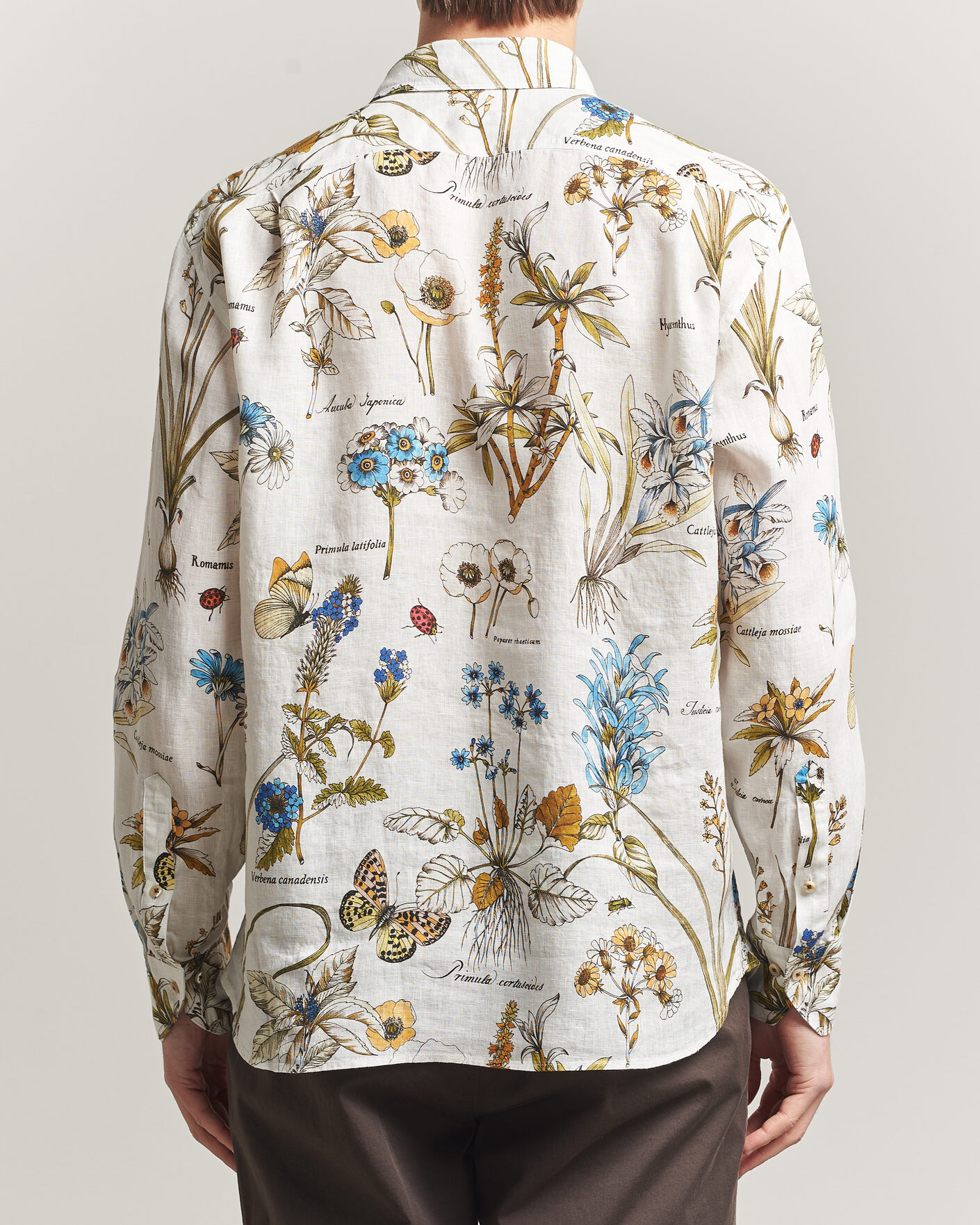 Hombres | Camisas | Stenströms | Reglar Fit Botanical Print Linen Shirt Multi