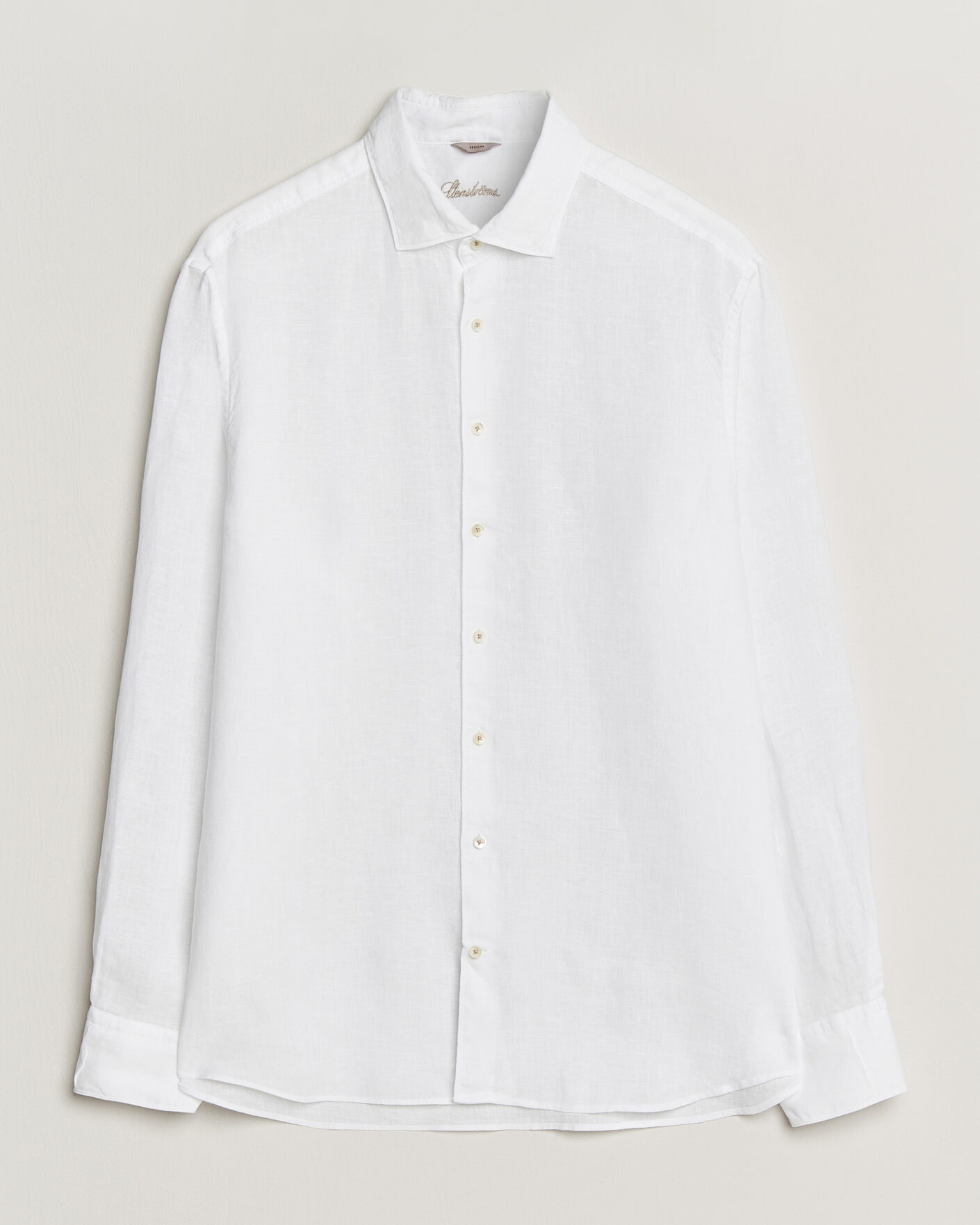 Hombres | Camisas | Stenströms | Regular Fit Cut Away Linen Shirt White
