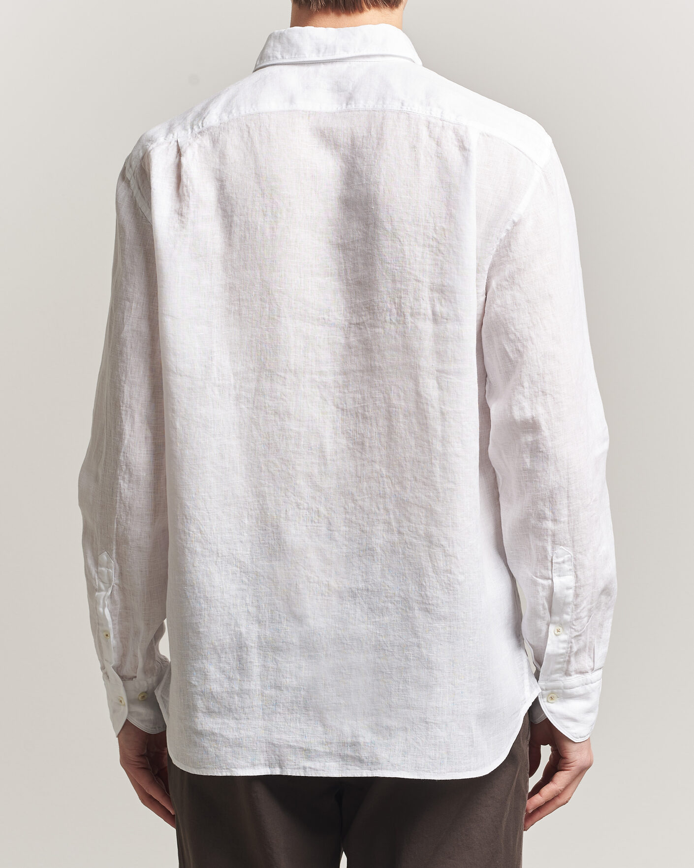 Hombres | Camisas | Stenströms | Regular Fit Cut Away Linen Shirt White