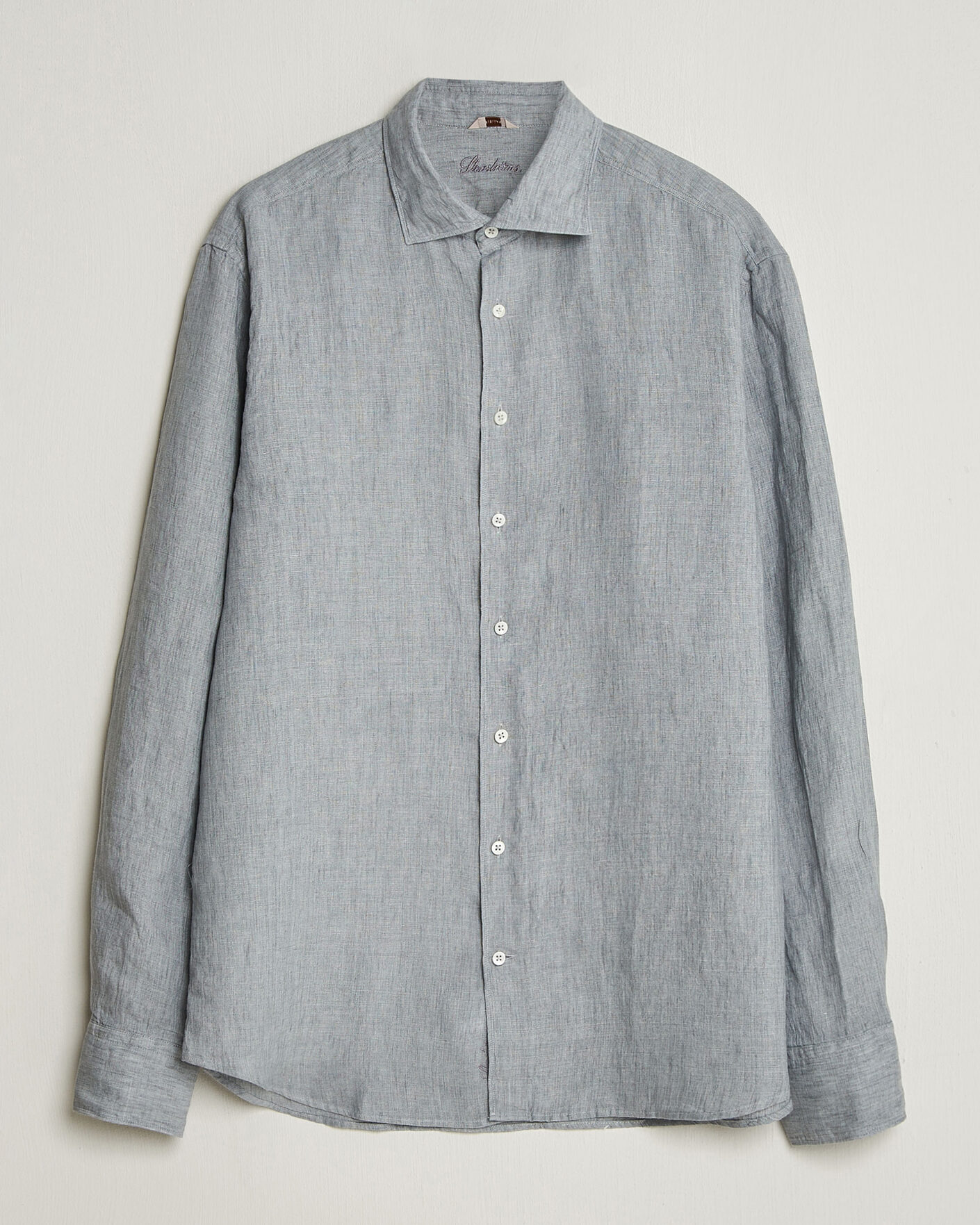 Hombres | Camisas | Stenströms | Regular Fit Cut Away Linen Shirt Grey