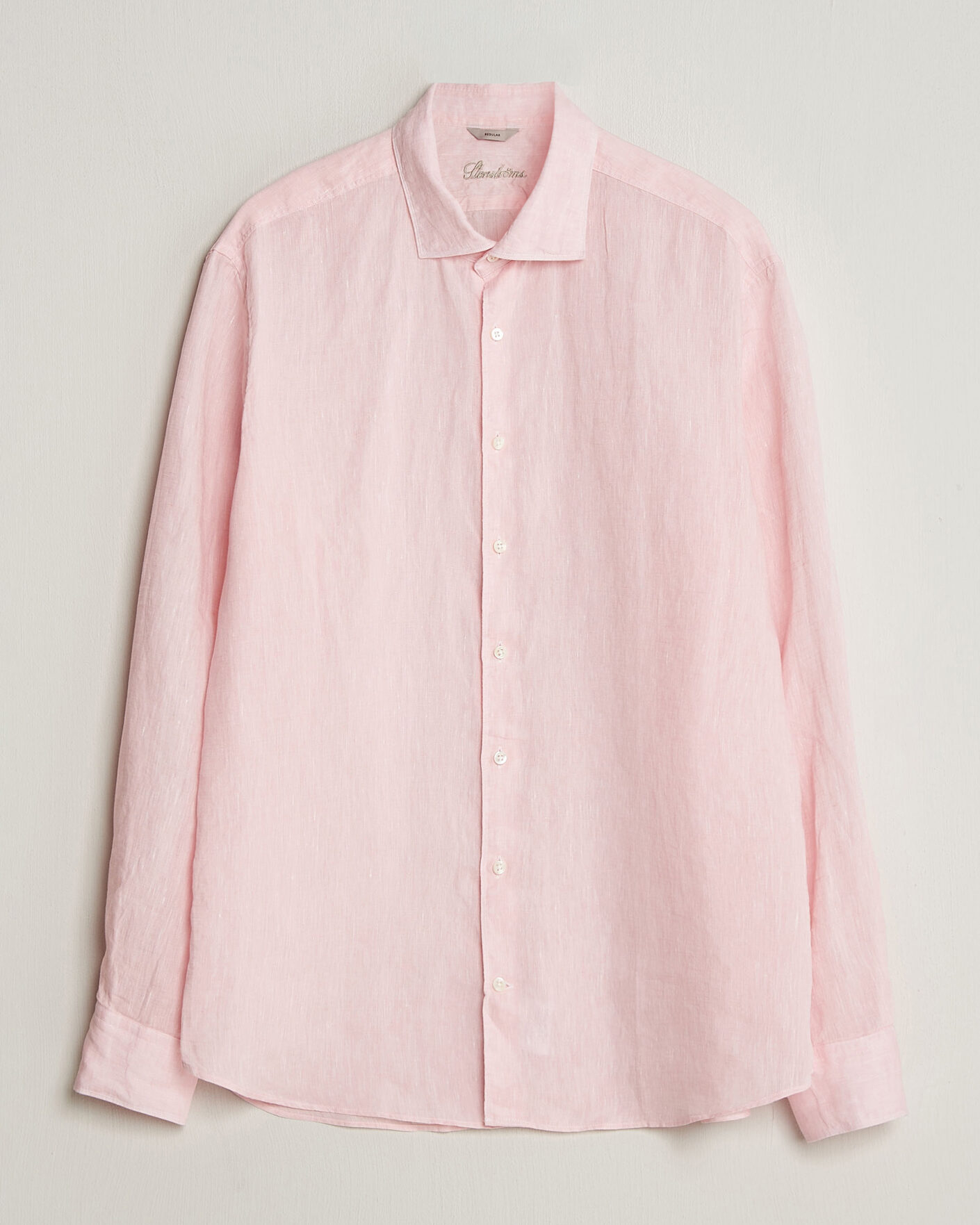 Hombres | Camisas | Stenströms | Regular Fit Cut Away Linen Shirt Soft Pink