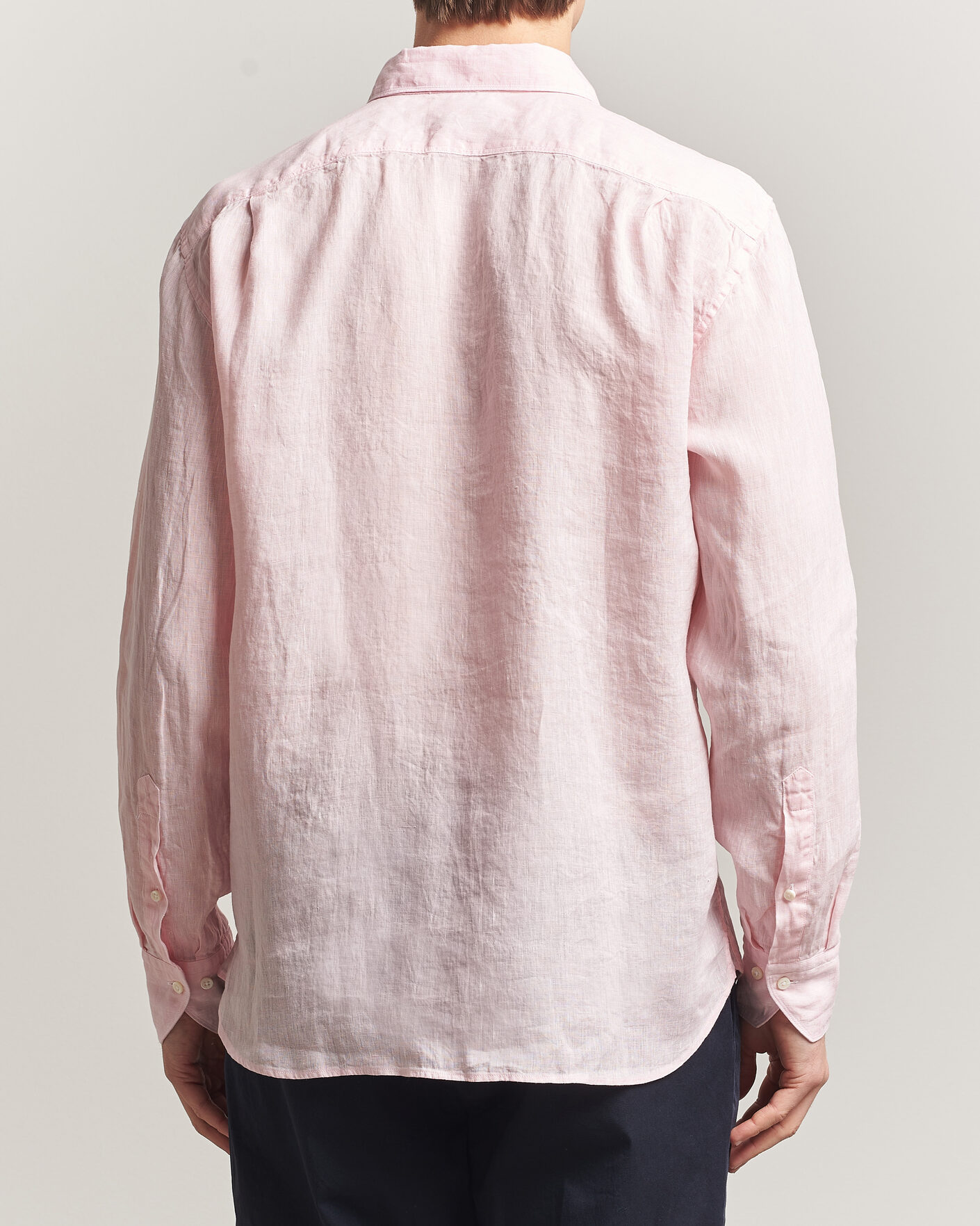 Hombres | Camisas | Stenströms | Regular Fit Cut Away Linen Shirt Soft Pink