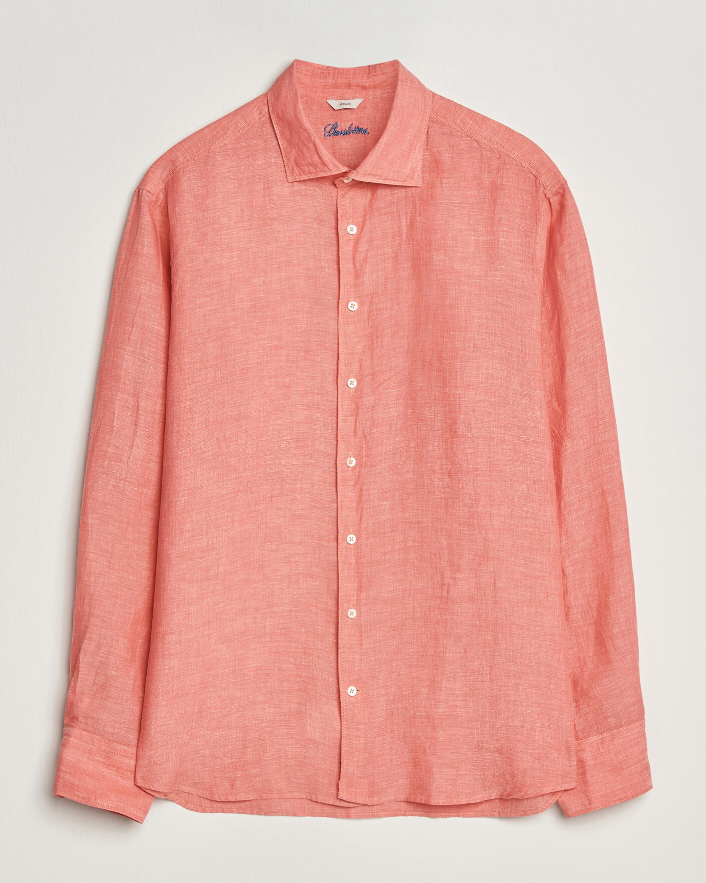 Hombres | Camisas | Stenströms | Regular Fit Cut Away Linen Shirt Raspberry