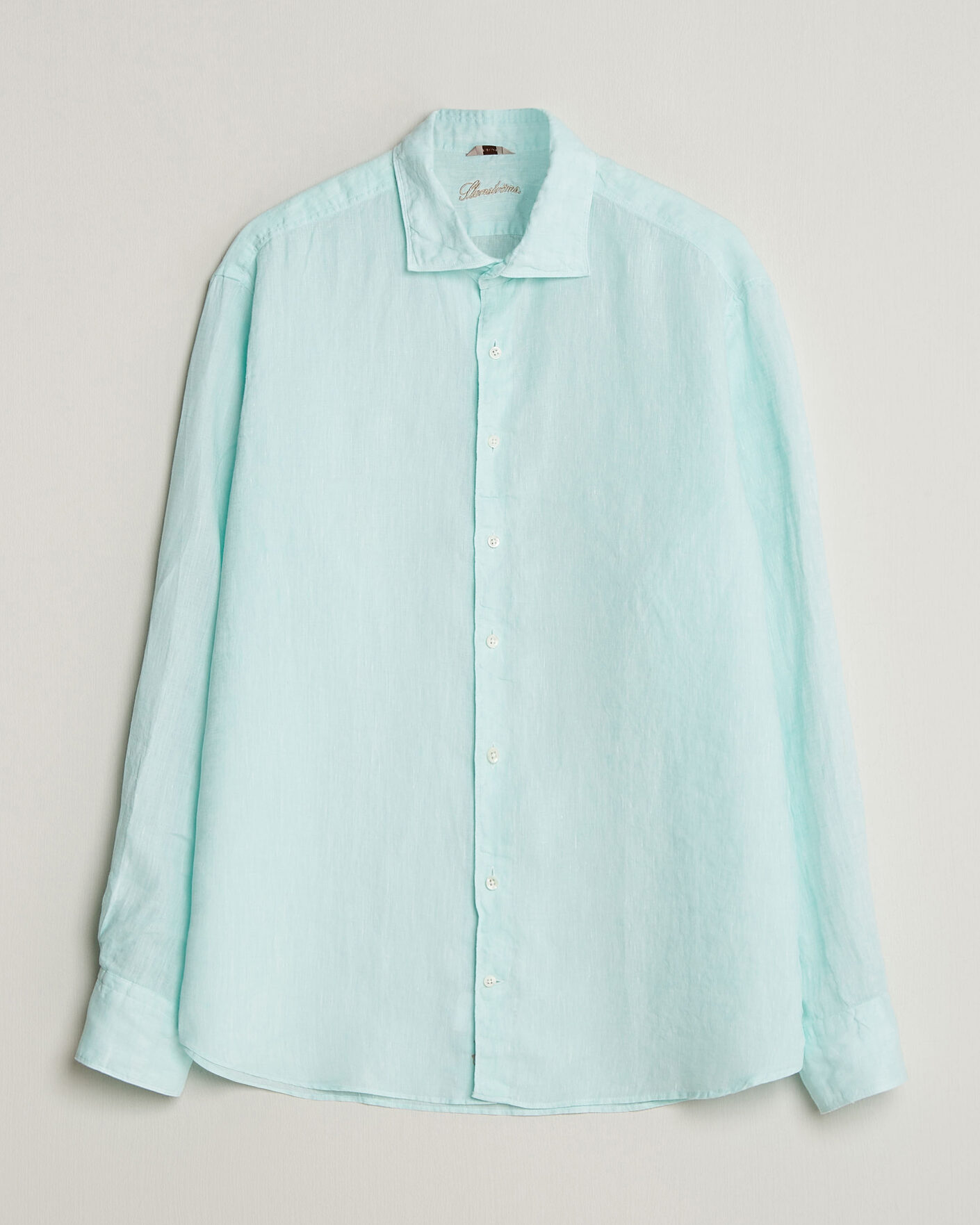Hombres | Camisas | Stenströms | Regular Fit Cut Away Linen Shirt Mint