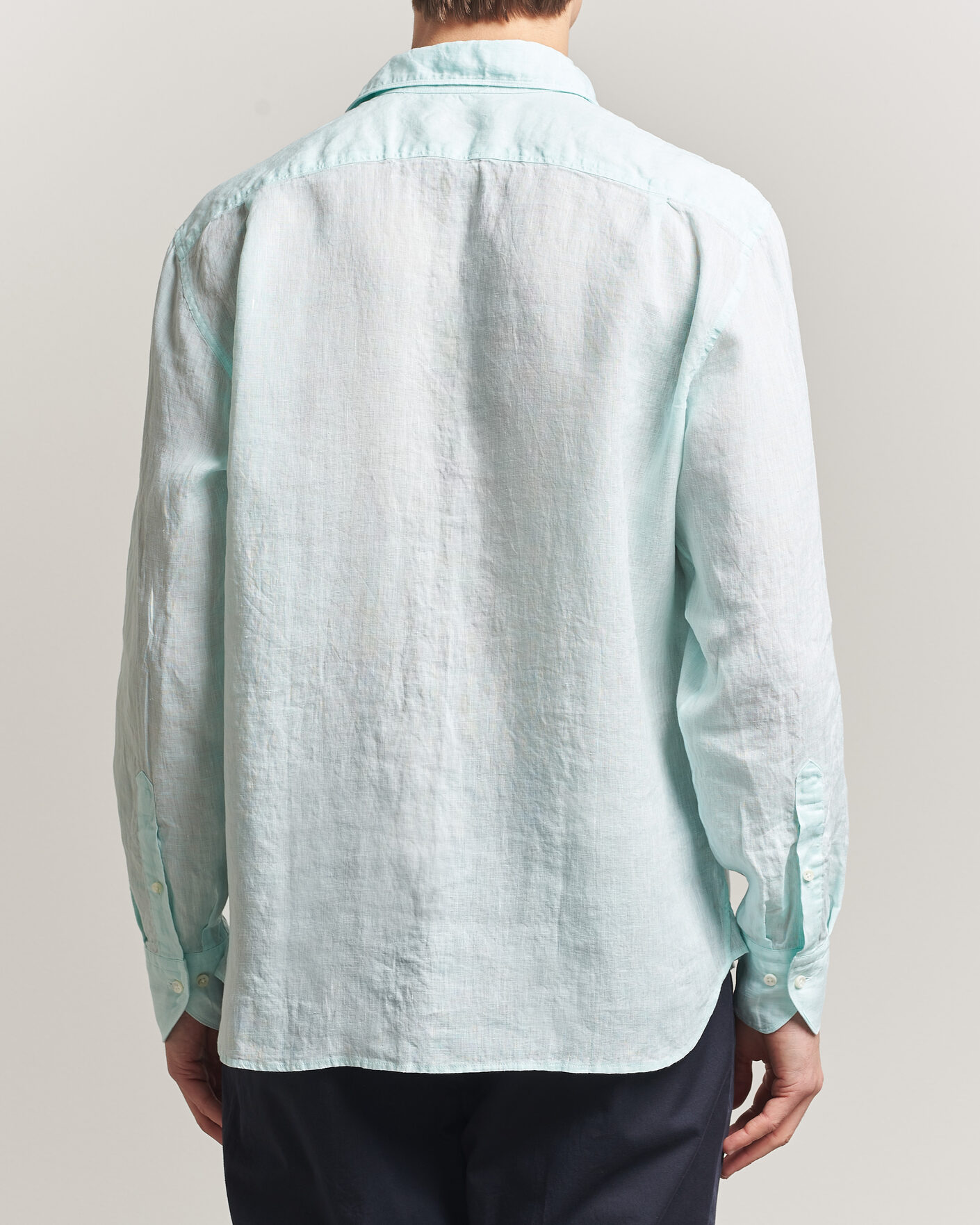 Hombres | Camisas | Stenströms | Regular Fit Cut Away Linen Shirt Mint