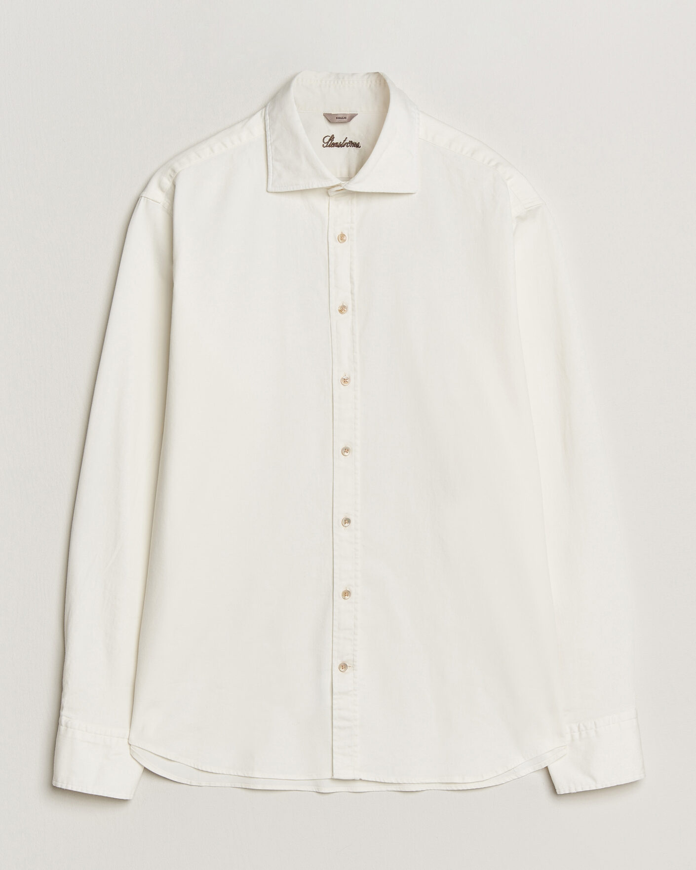 Hombres | Camisas | Stenströms | Regular Fit Garment Washed Denim Shirt White