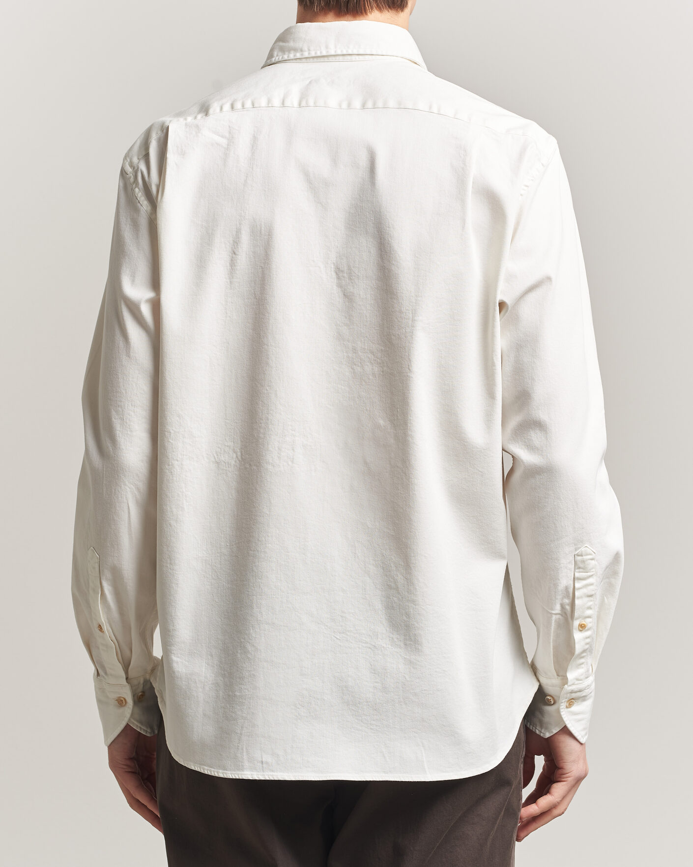 Hombres | Camisas | Stenströms | Regular Fit Garment Washed Denim Shirt White