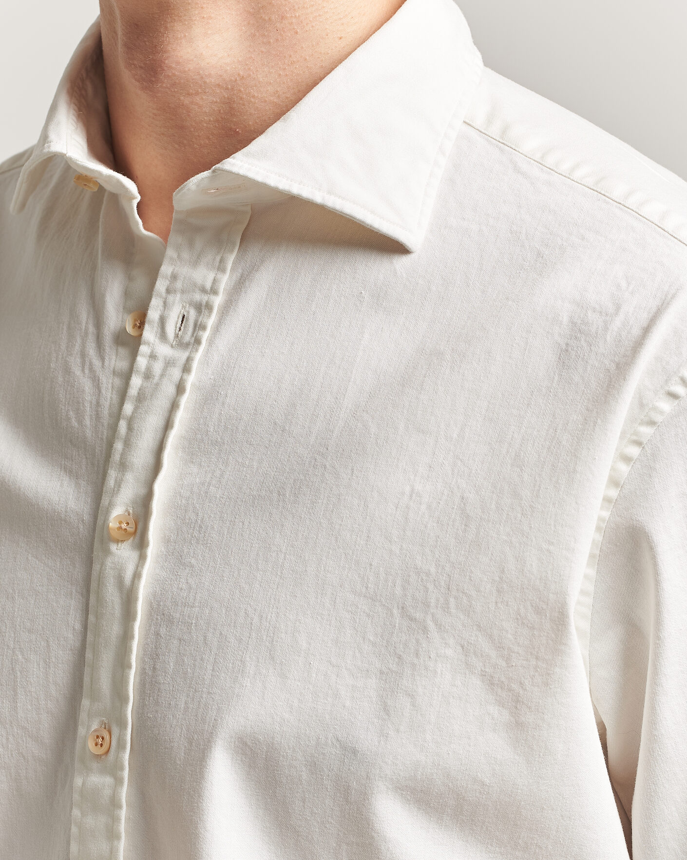 Hombres | Camisas | Stenströms | Regular Fit Garment Washed Denim Shirt White