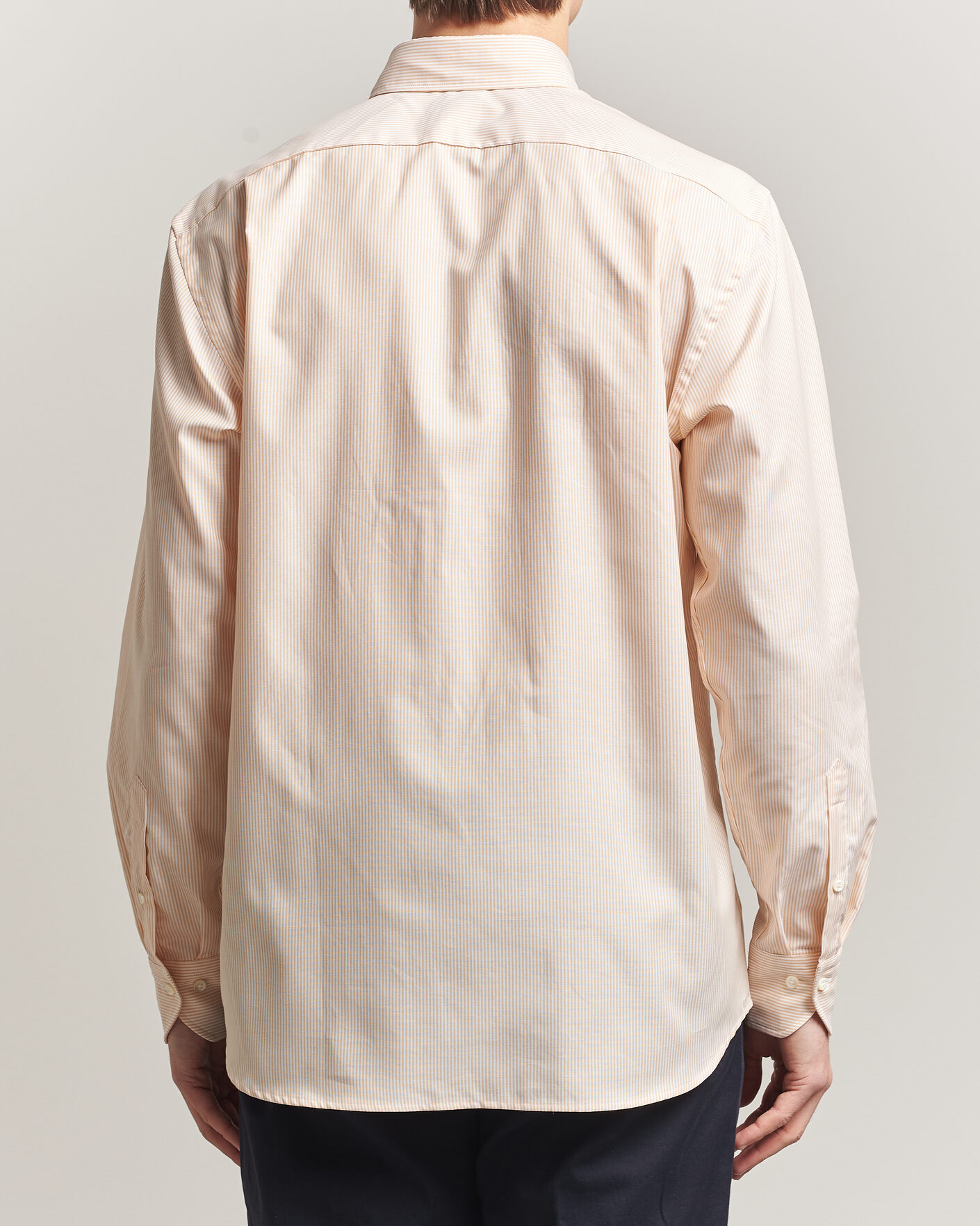 Hombres | Camisas | Stenströms | Regular Fit Thin Striped Oxford Shirt Orange