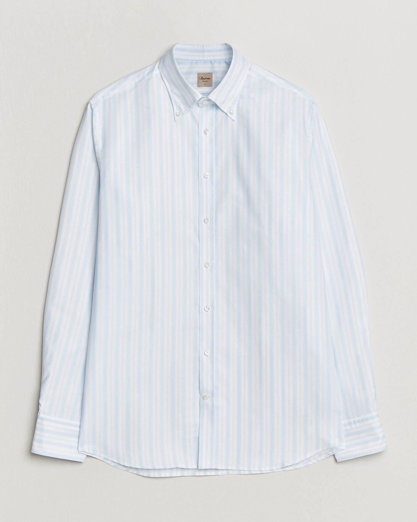 Hombres | Camisas | Stenströms | Regular Fit Striped Oxford Shirt Light Blue