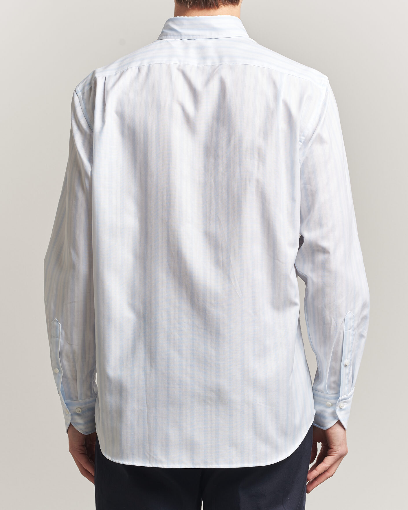 Hombres | Camisas | Stenströms | Regular Fit Striped Oxford Shirt Light Blue