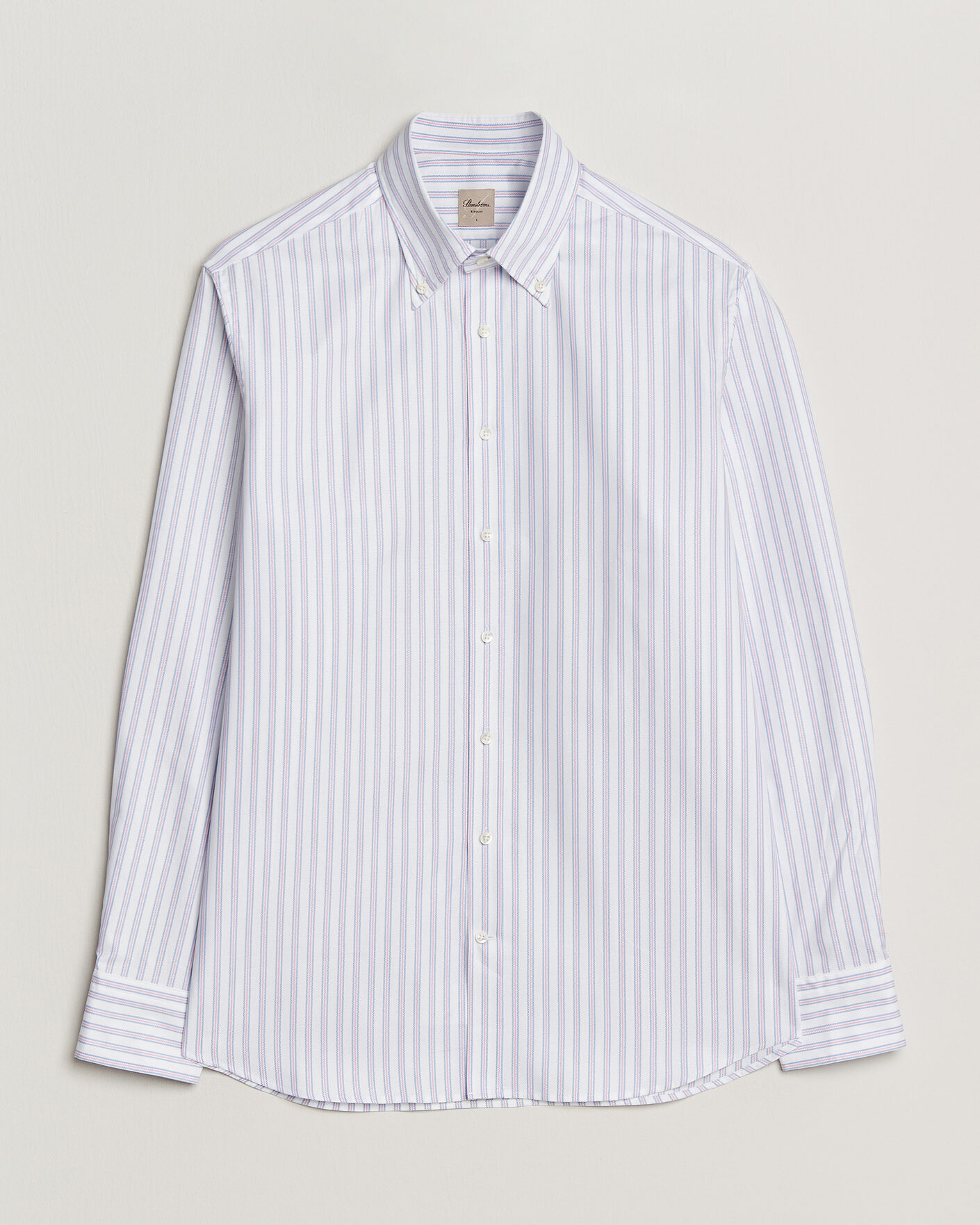 Hombres | Camisas | Stenströms | Regular Fit Multi Striped Oxford Shirt Blue/Pink