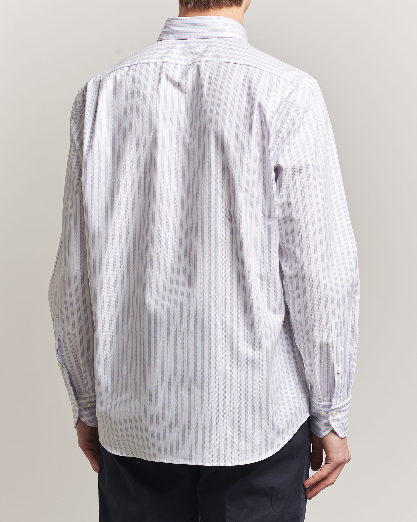 Hombres | Camisas | Stenströms | Regular Fit Multi Striped Oxford Shirt Blue/Pink