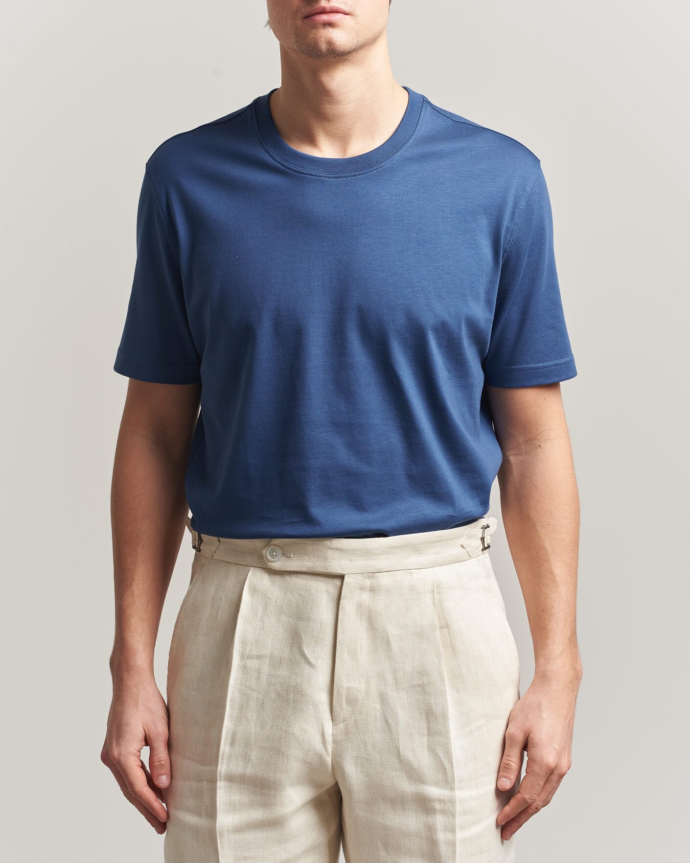 Hombres | Camisetas | Eton | Supima Cotton Crew Neck T-Shirt Mid Blue